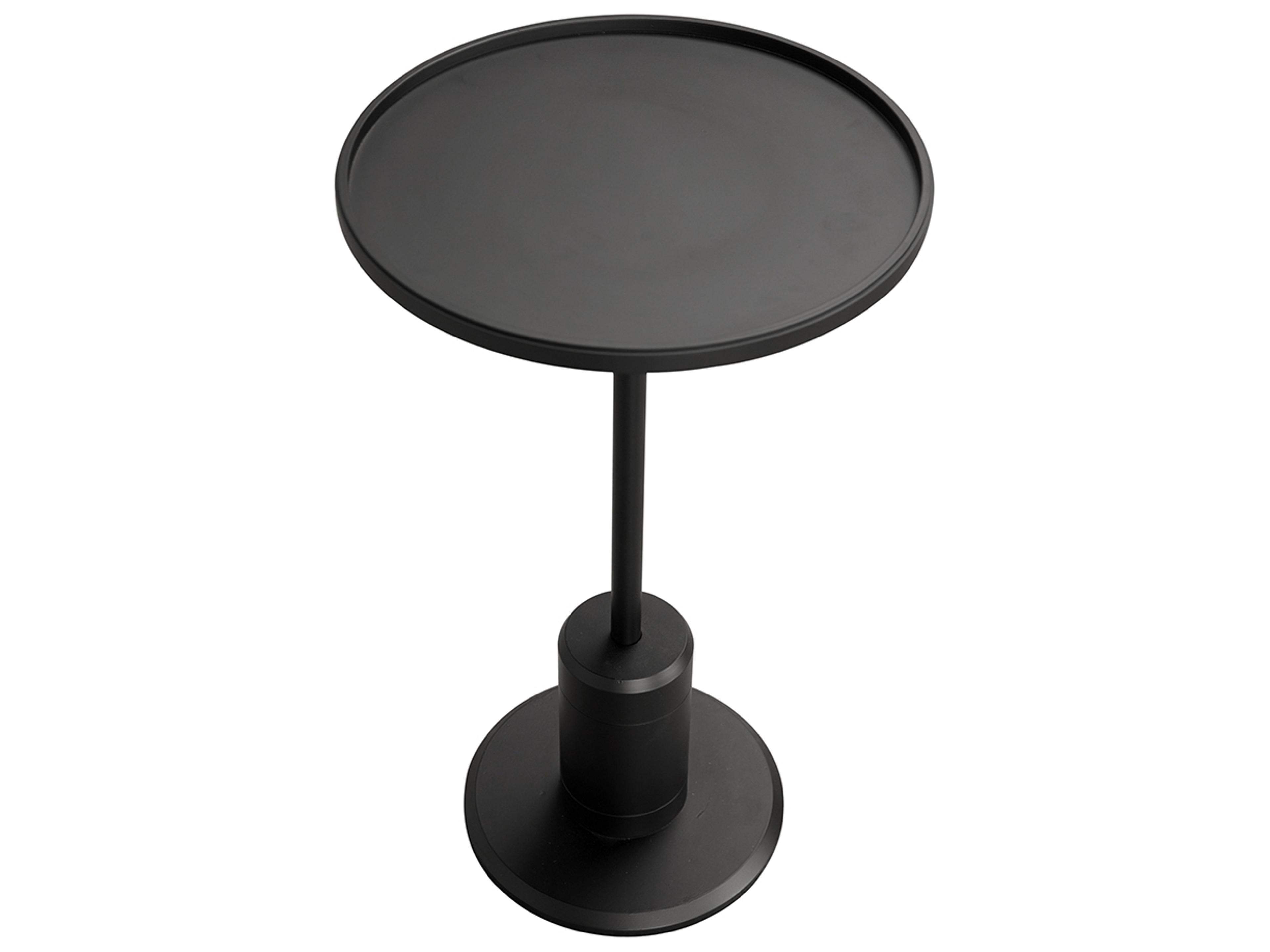 Noir Kurtz Round Metal Matte Black End Table