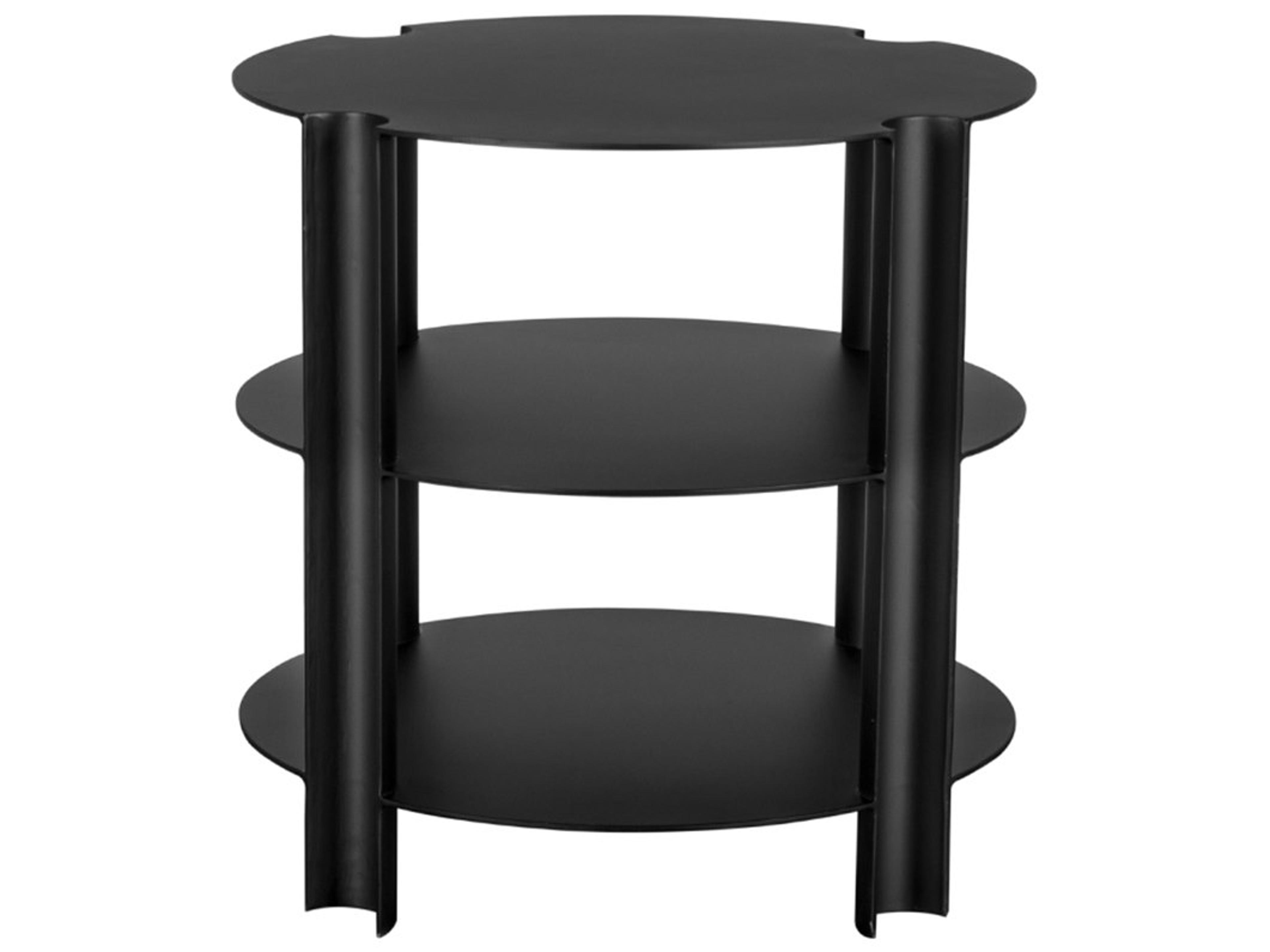 Noir Luca Round Metal Matte Black End Table