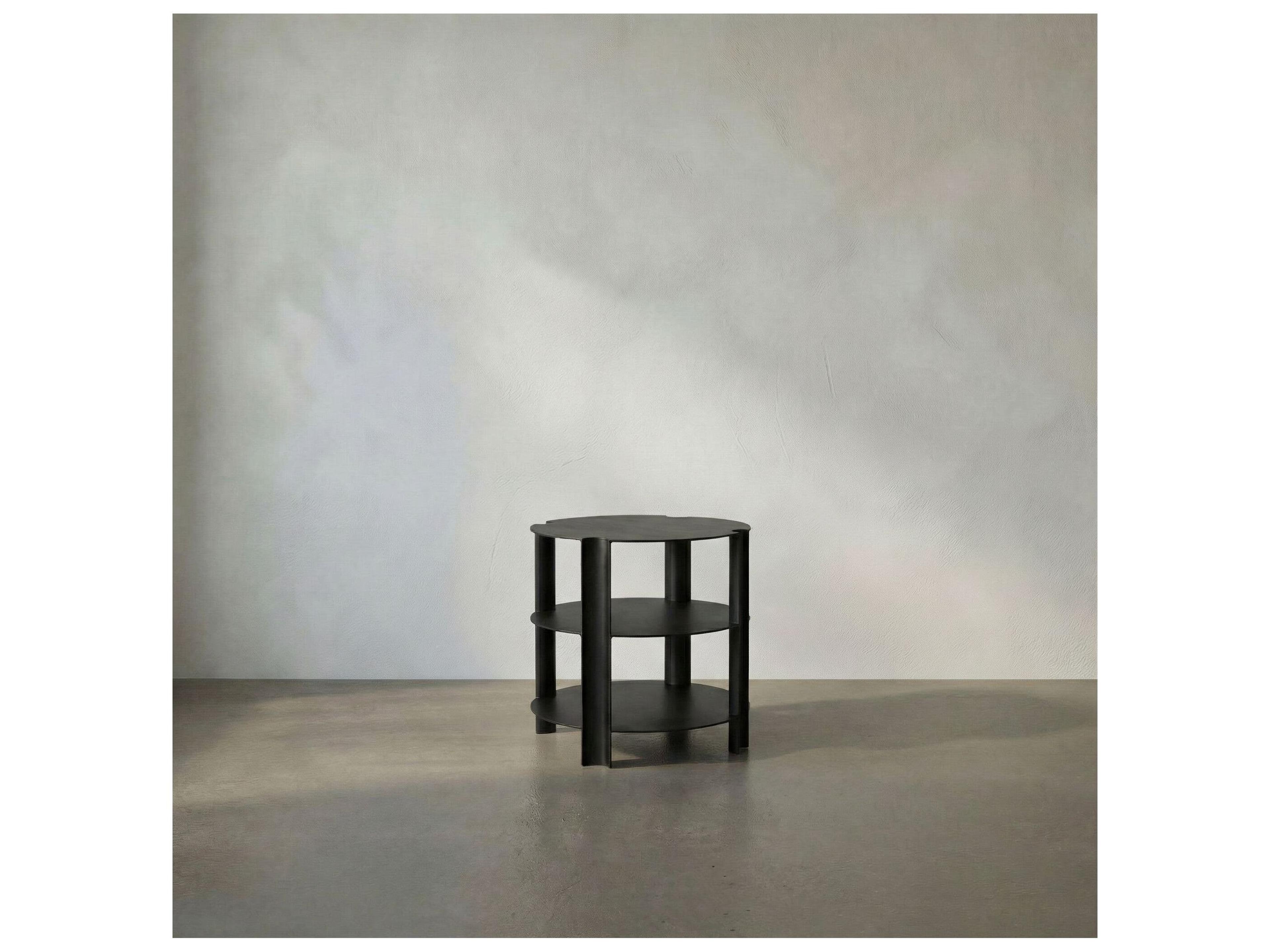 Noir Luca Round Metal Matte Black End Table