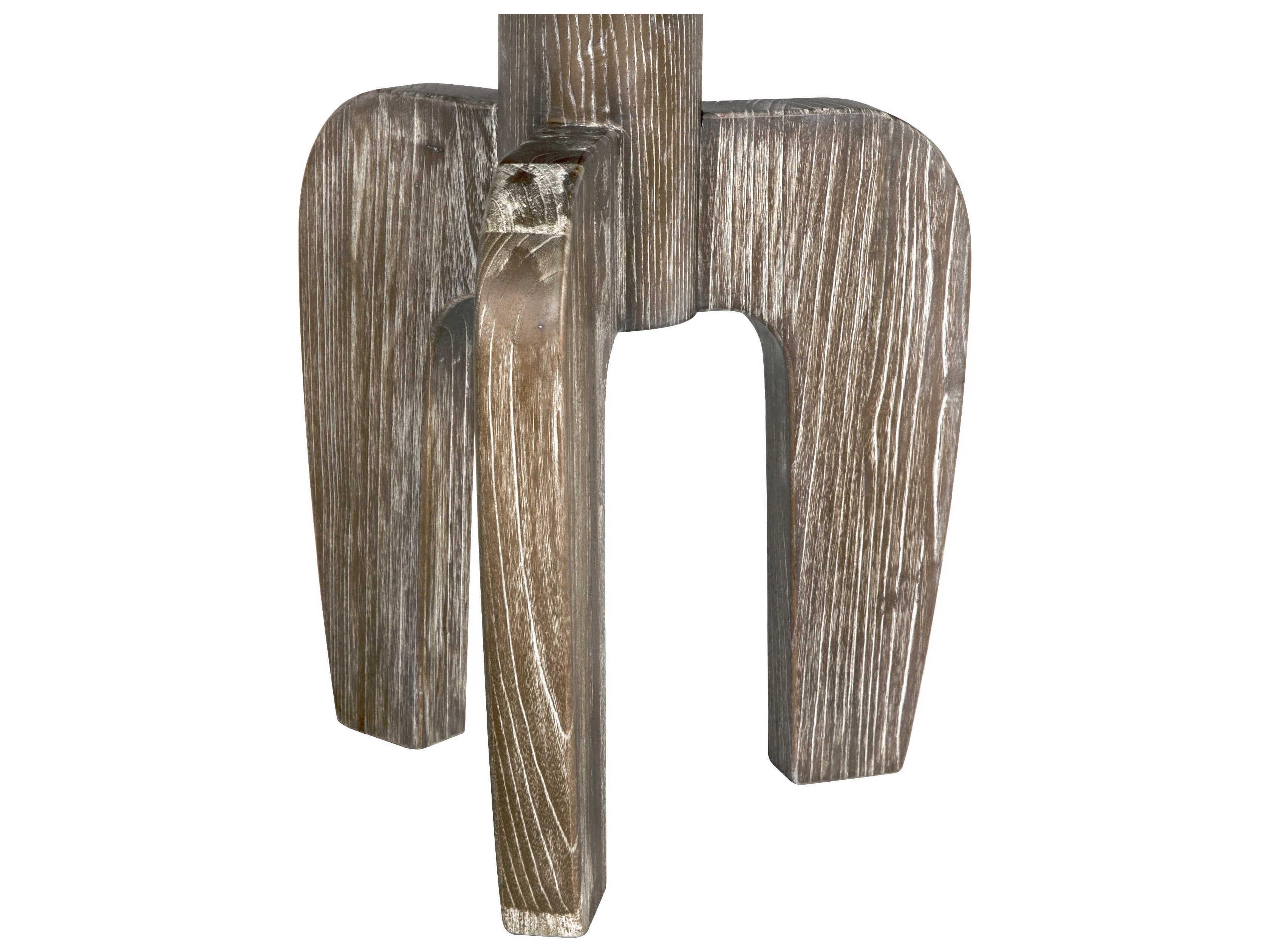 Noir Shizue Round Wood Distressed Mindi End Table