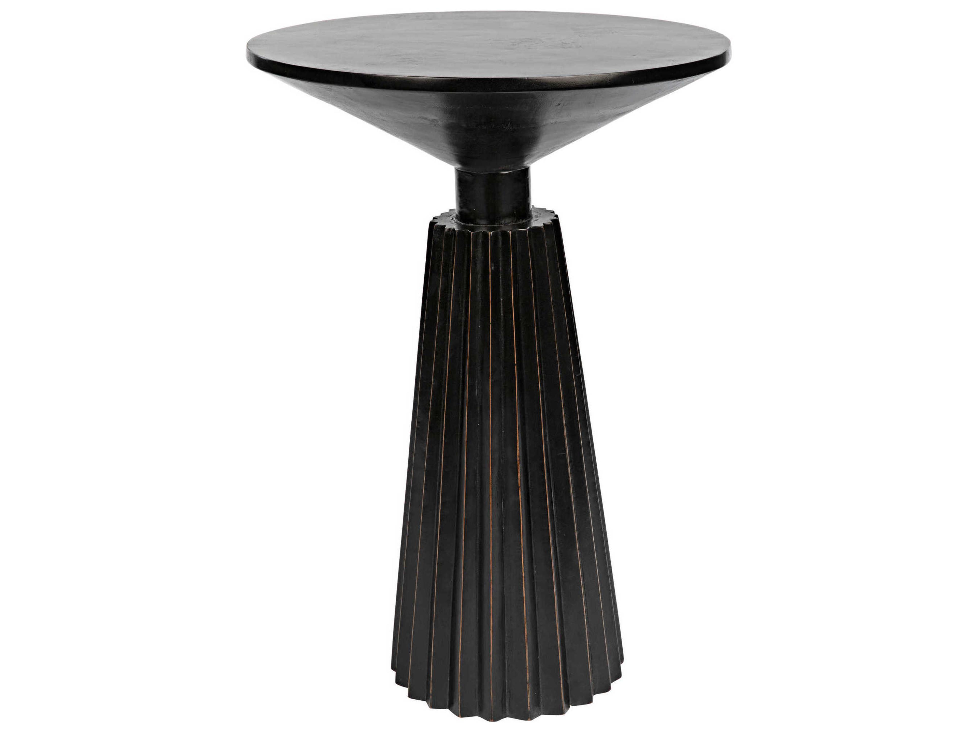 Round Wood Hand Rubbed Black End Table