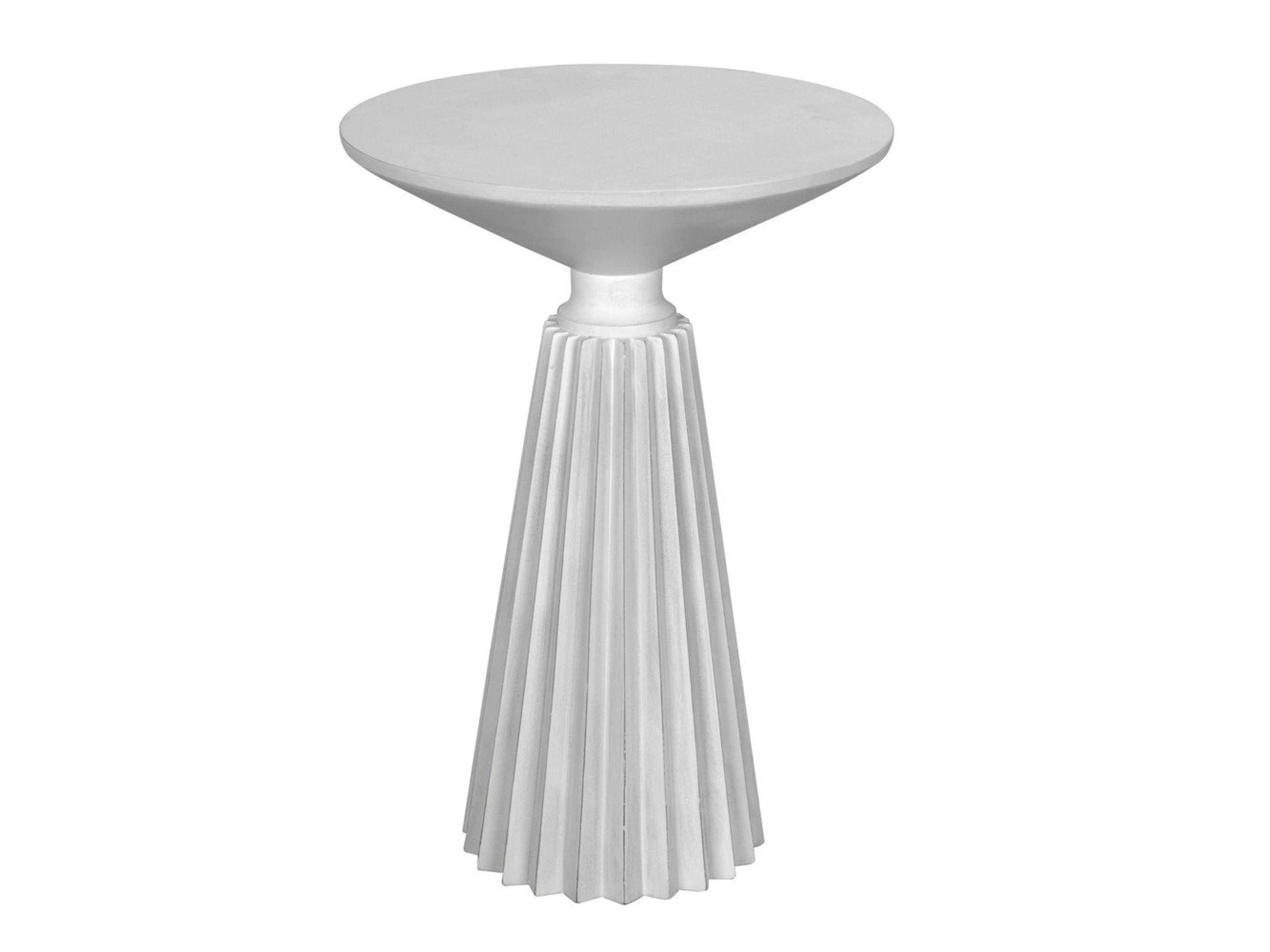 Noir Round Wood White Wash End Table