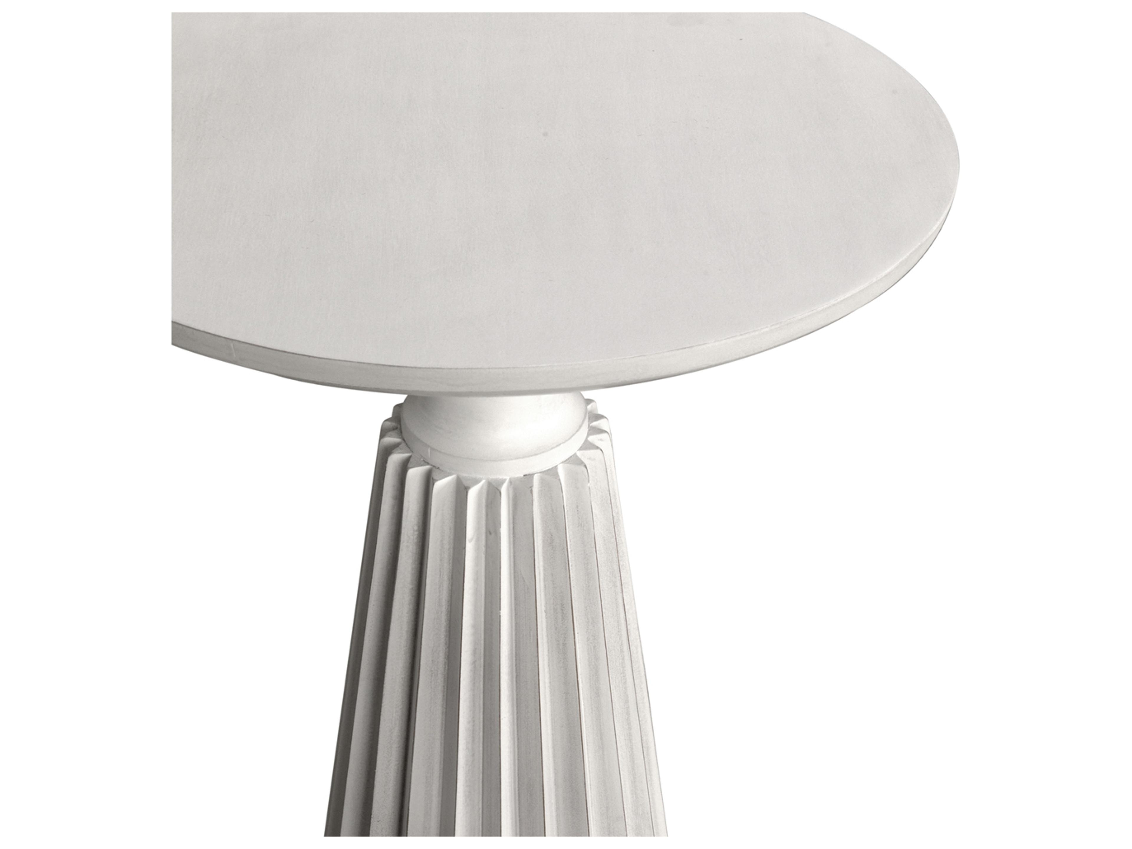 Noir Round Wood White Wash End Table