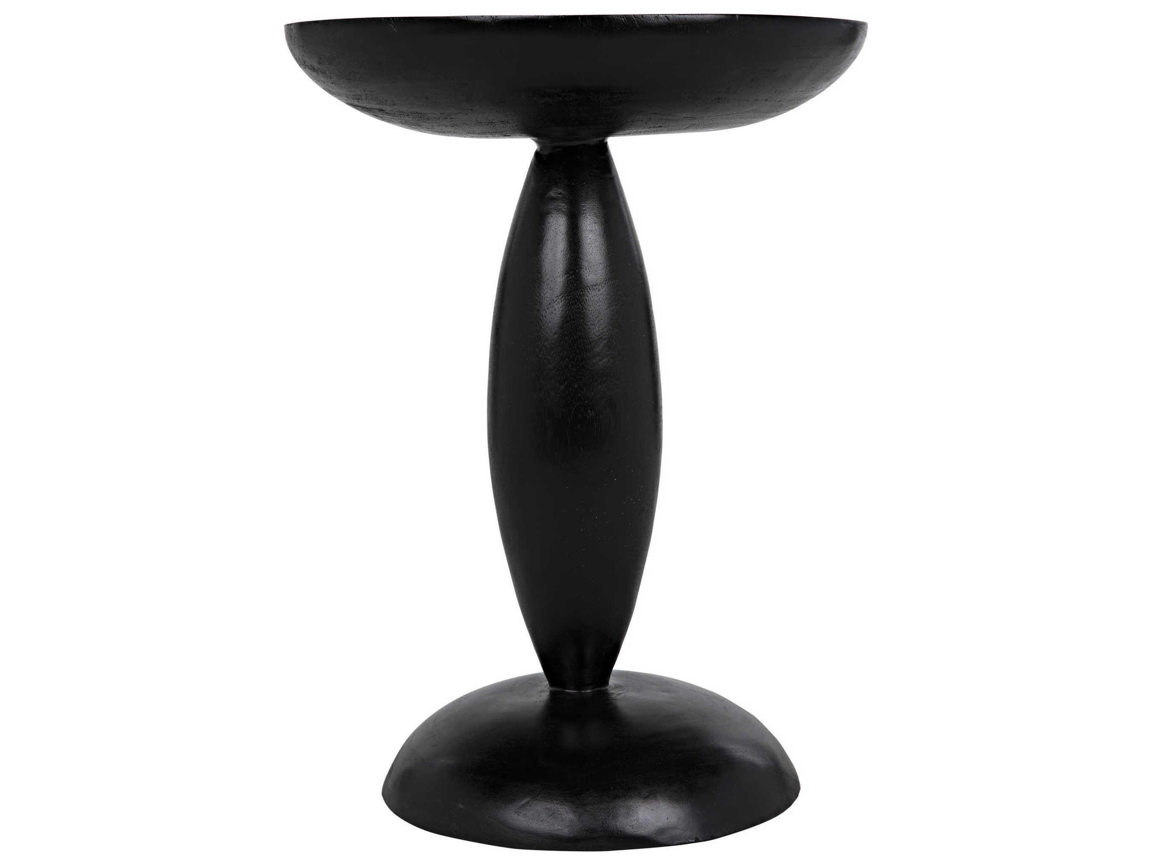 Noir Round Wood Hand Rubbed Black End Table