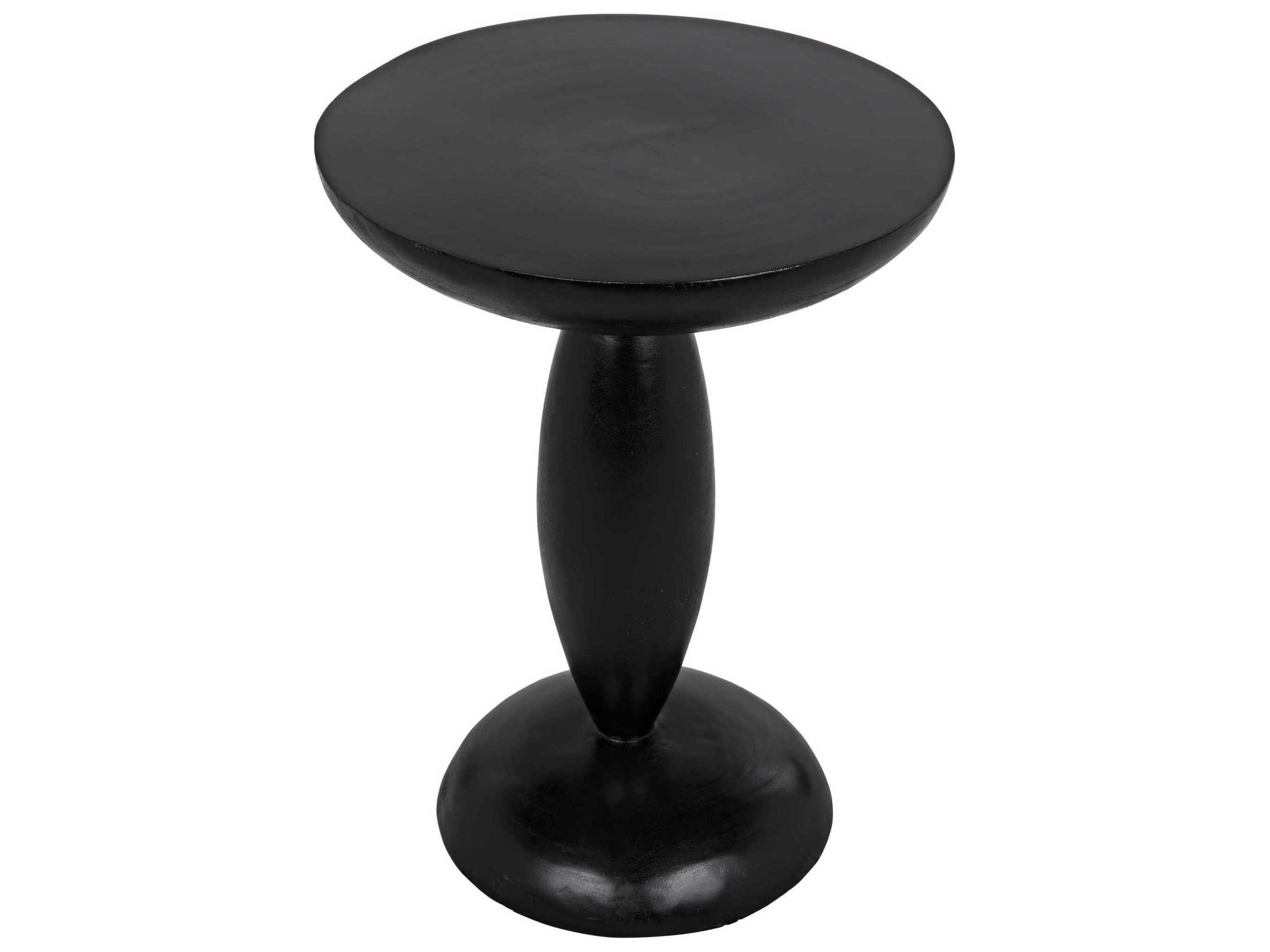 Noir Round Wood Hand Rubbed Black End Table