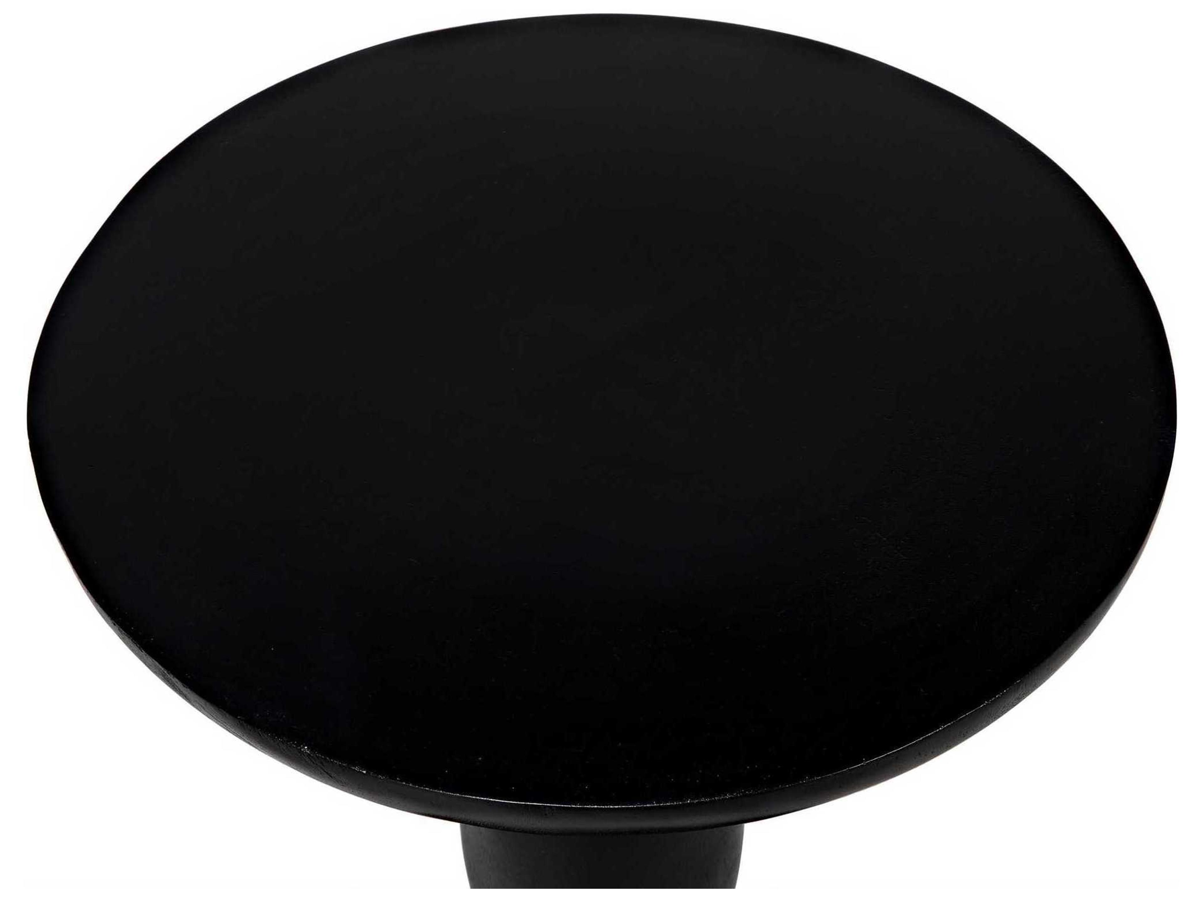 Noir Round Wood Hand Rubbed Black End Table