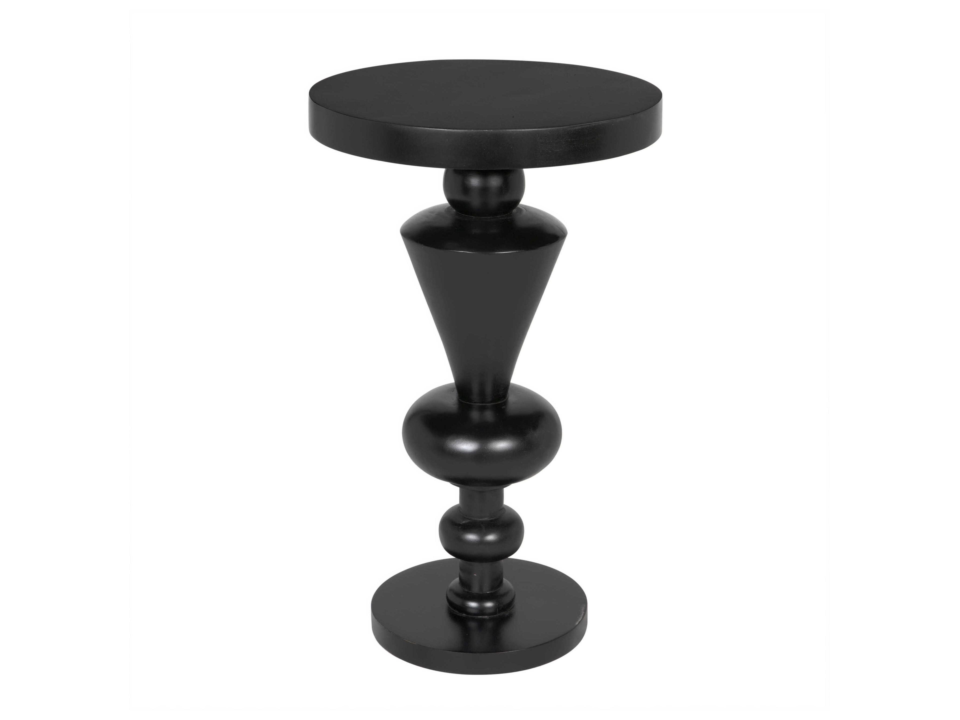 Noir Fenring Round Wood Hand Rubbed Black End Table