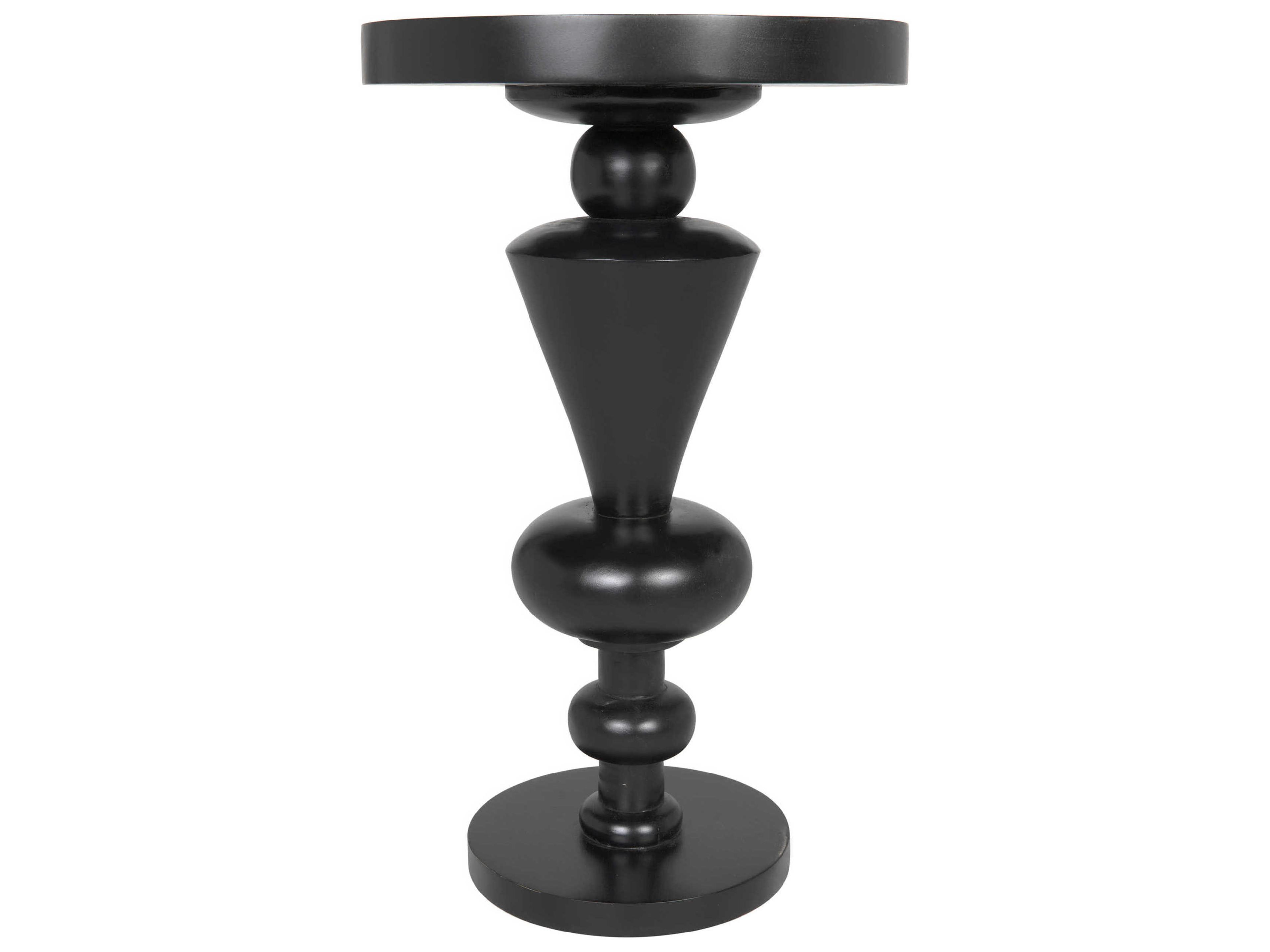 Noir Fenring Round Wood Hand Rubbed Black End Table