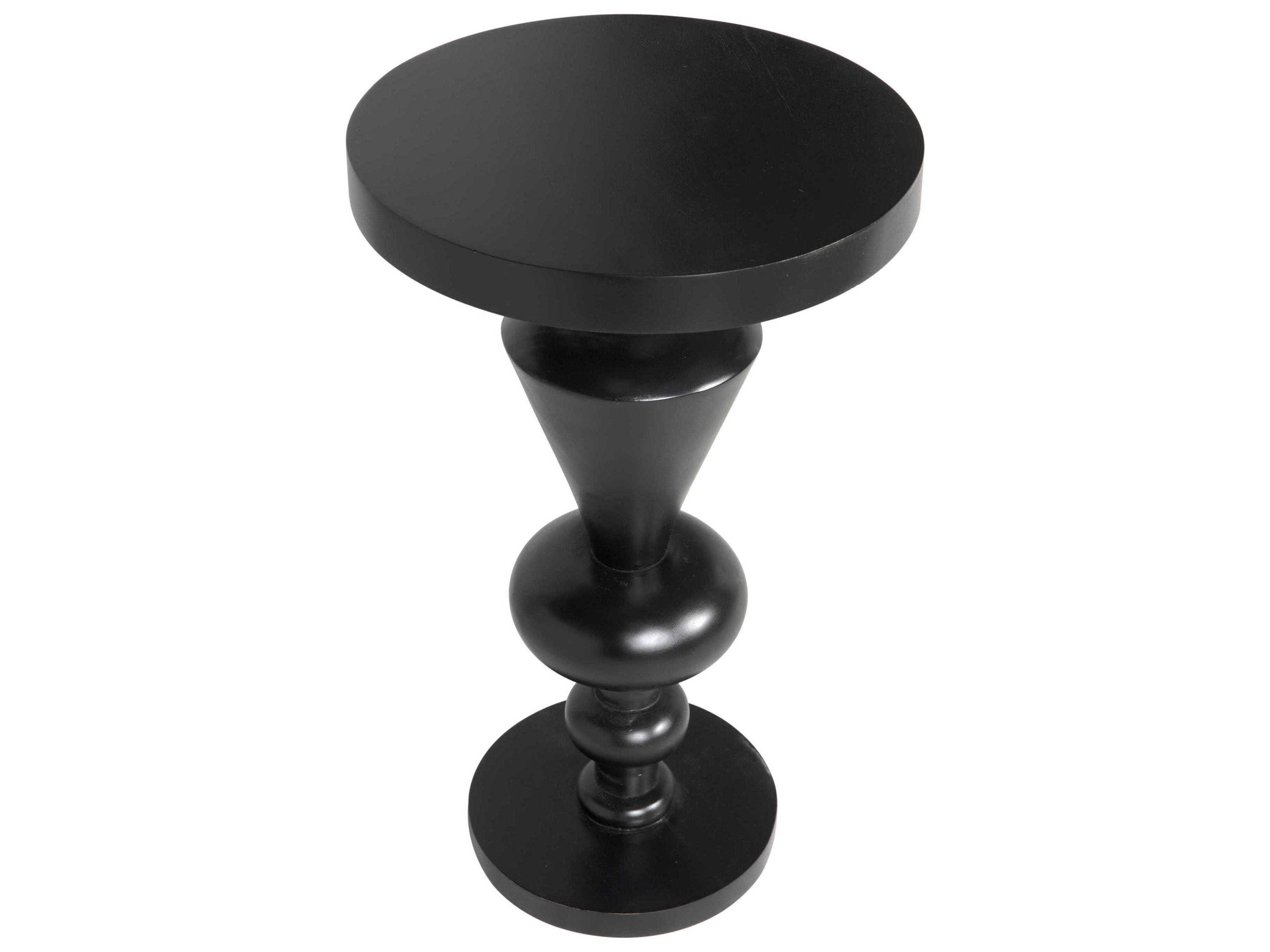 Noir Fenring Round Wood Hand Rubbed Black End Table