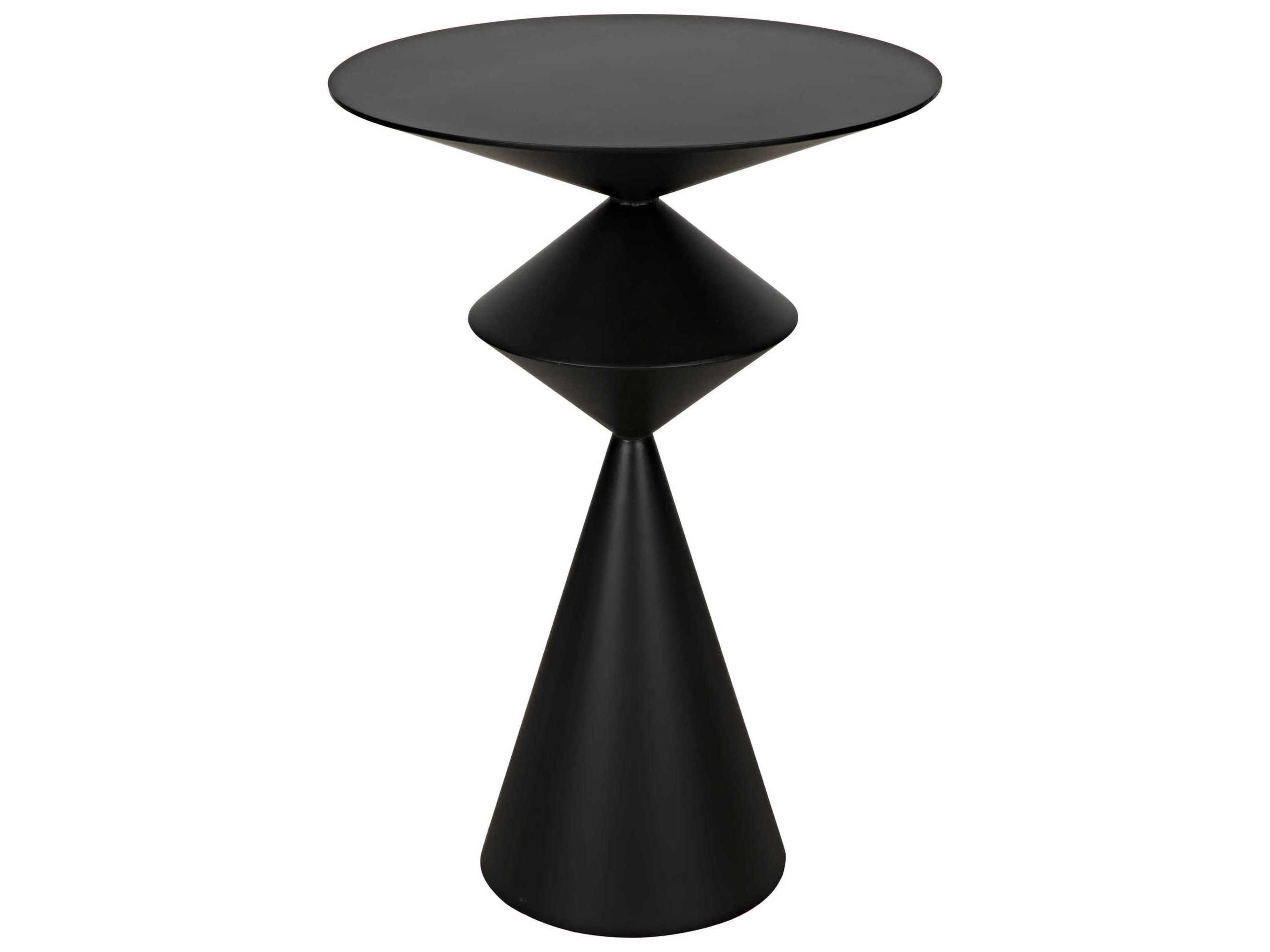 Round Black Metal End Table