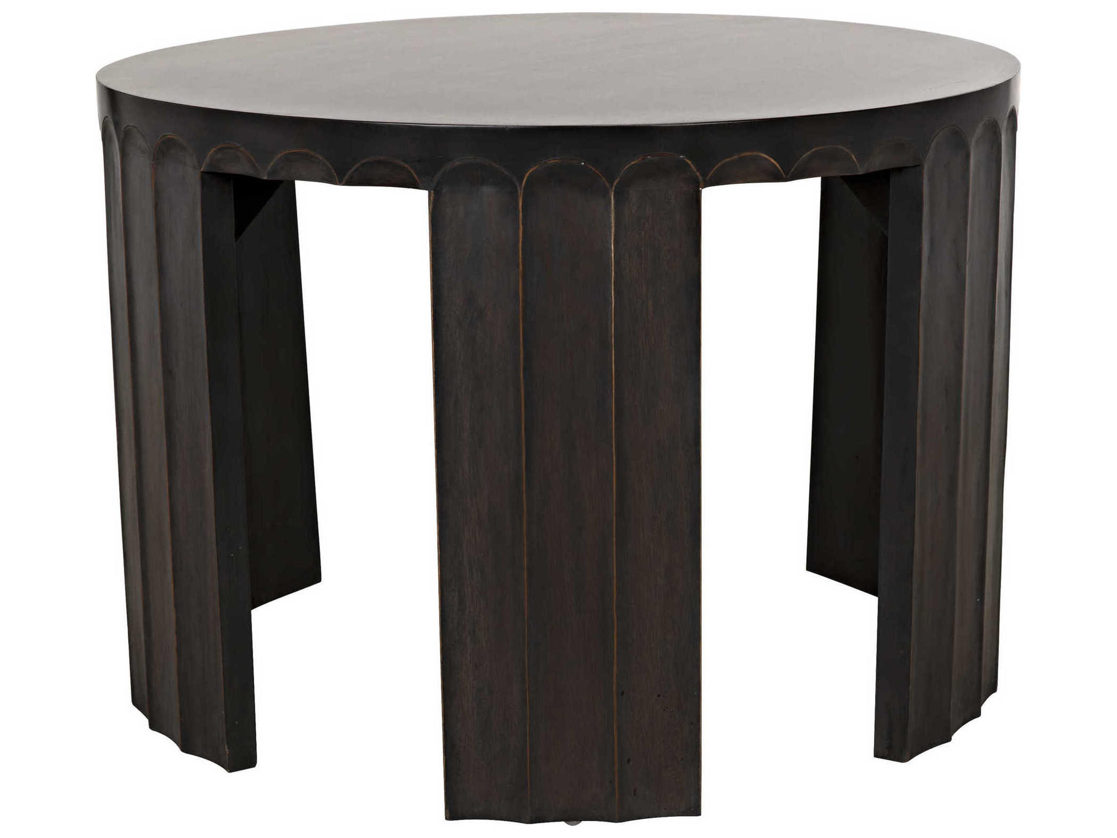 Noir Round Wood Pale With Light Brown Trim End Table