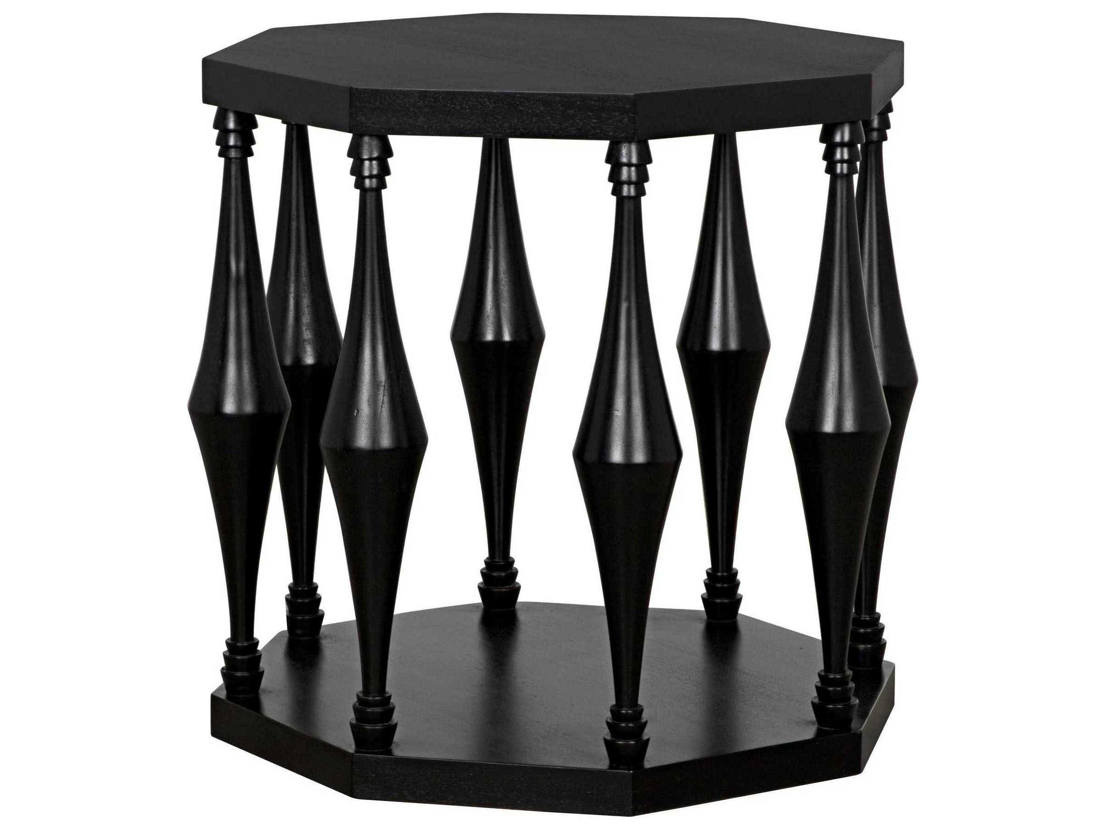 Octagon Wood Hand Rubbed Black End Table