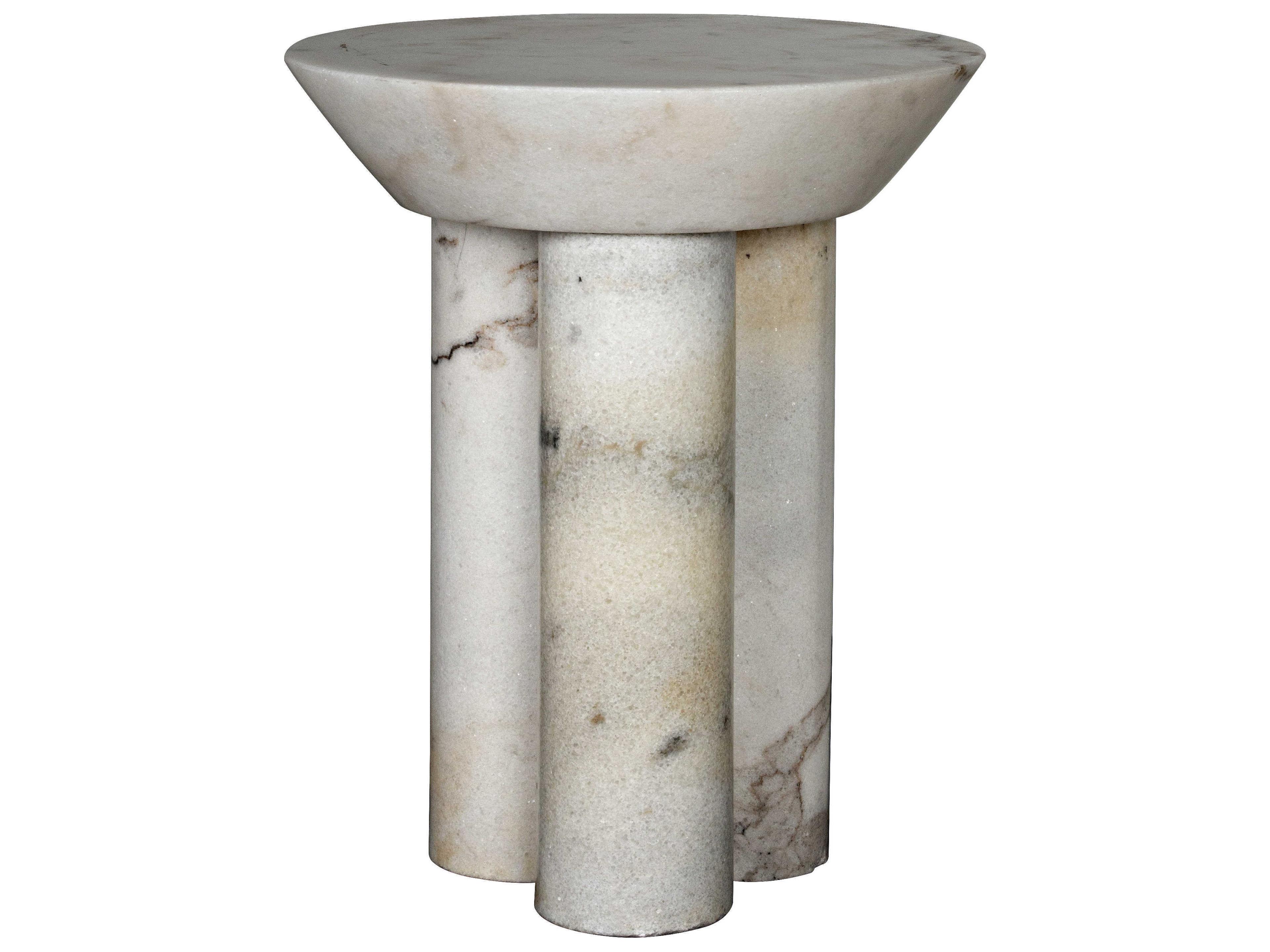 Round White Marble End Table