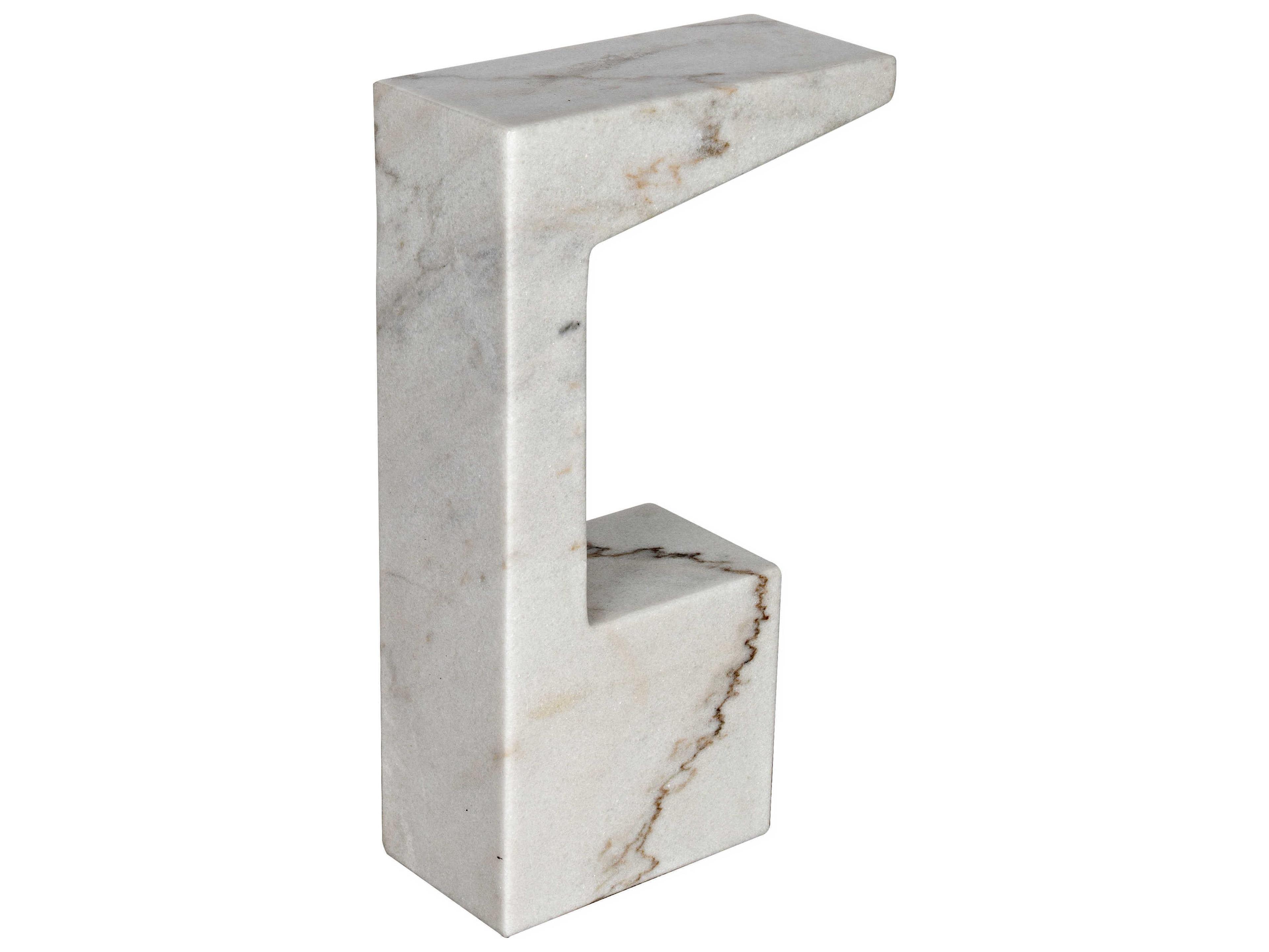 Rectangular White Marble End Table