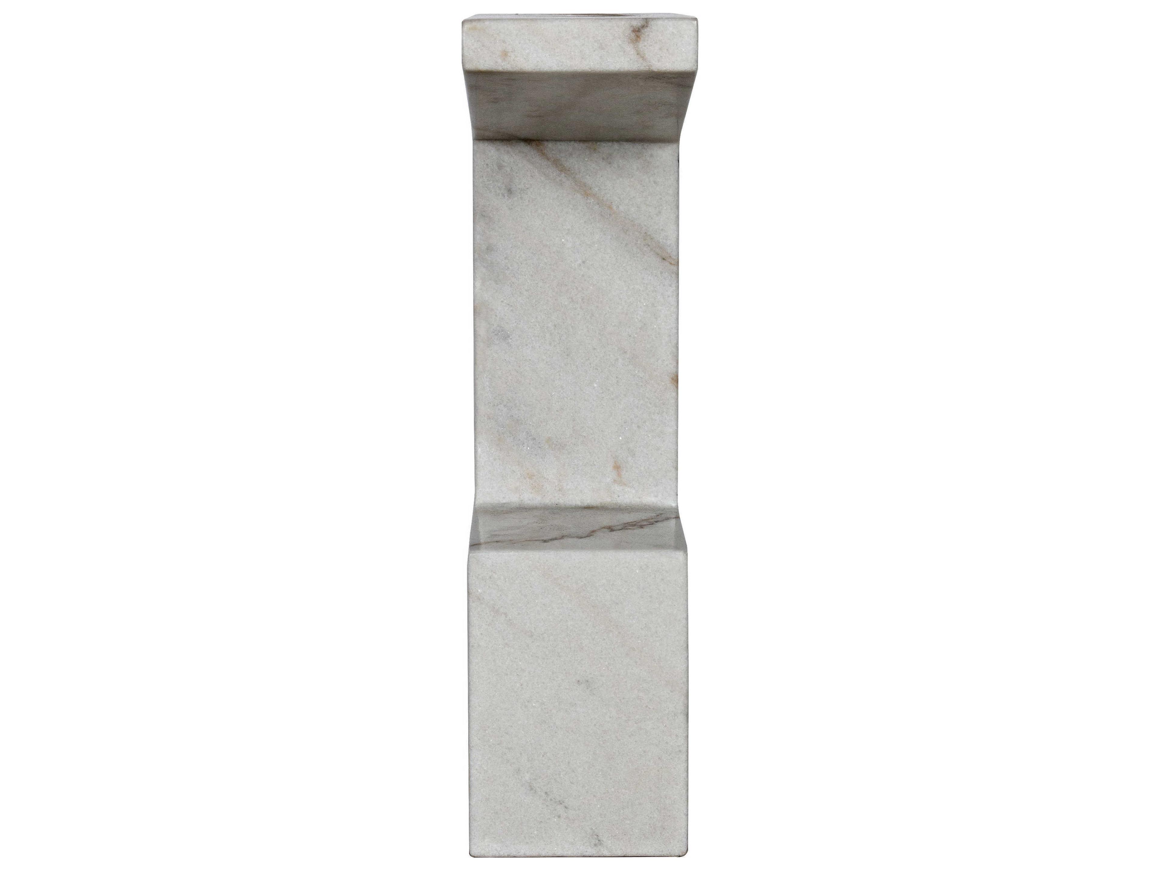 Noir Rectangular White Marble End Table