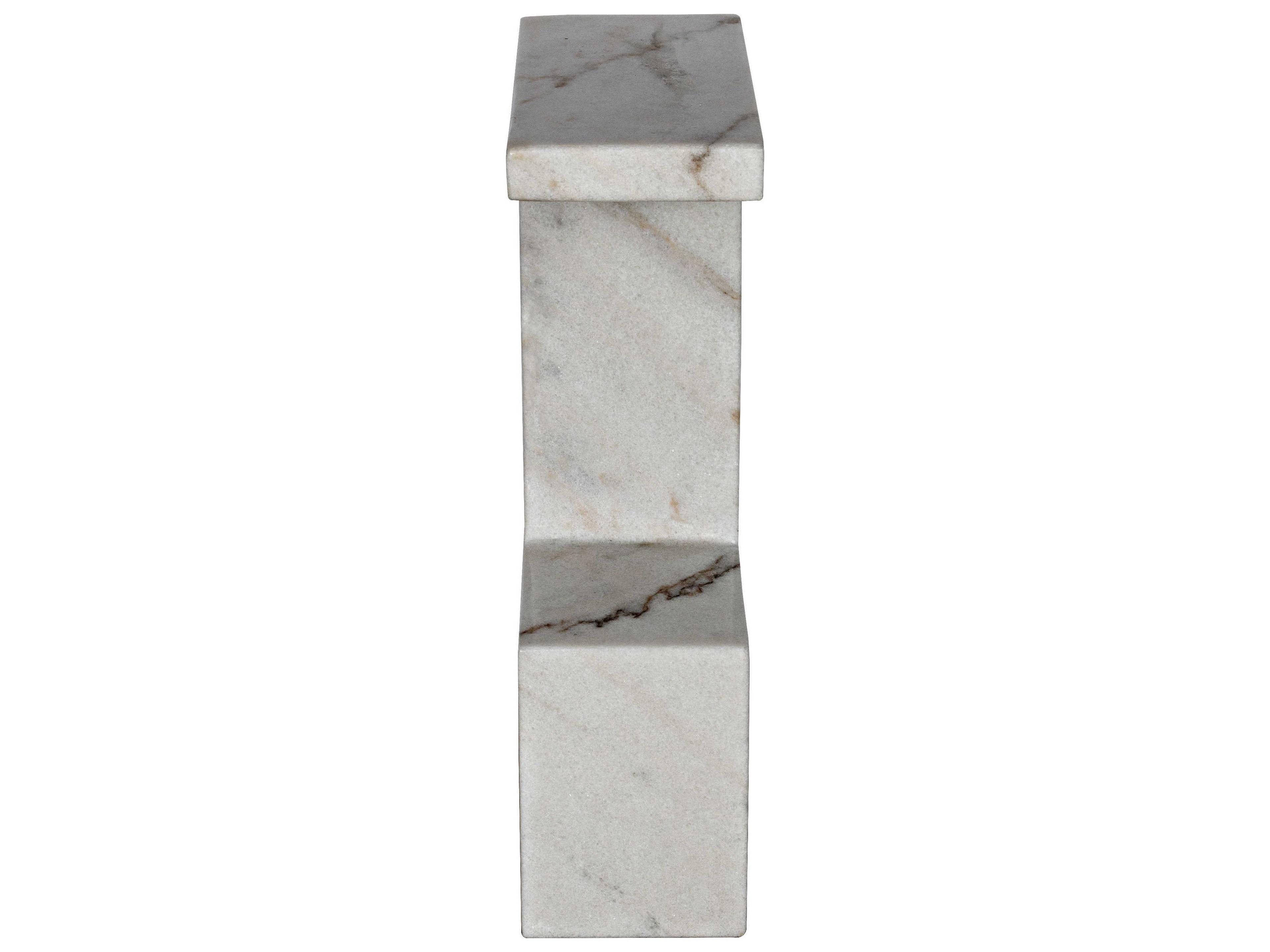 Noir Rectangular White Marble End Table