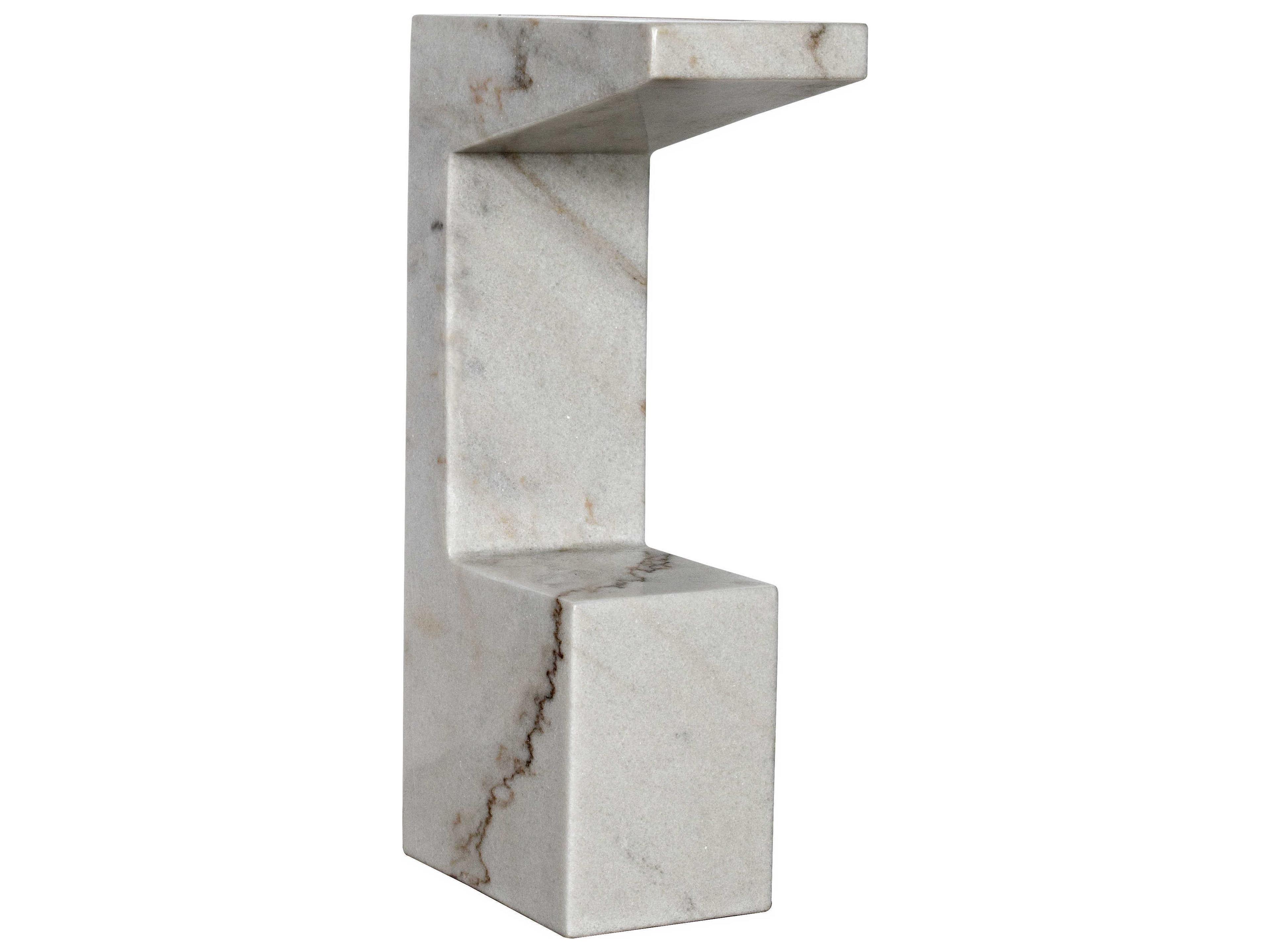 Noir Rectangular White Marble End Table