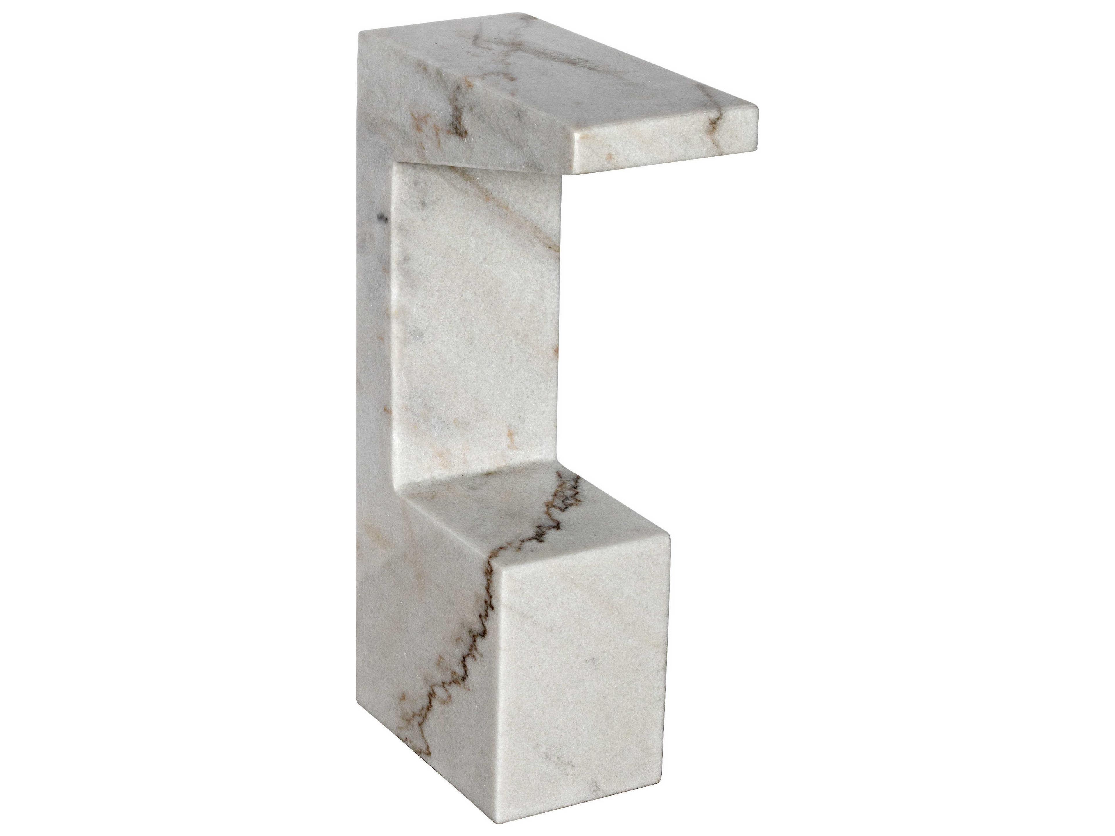 Noir Rectangular White Marble End Table
