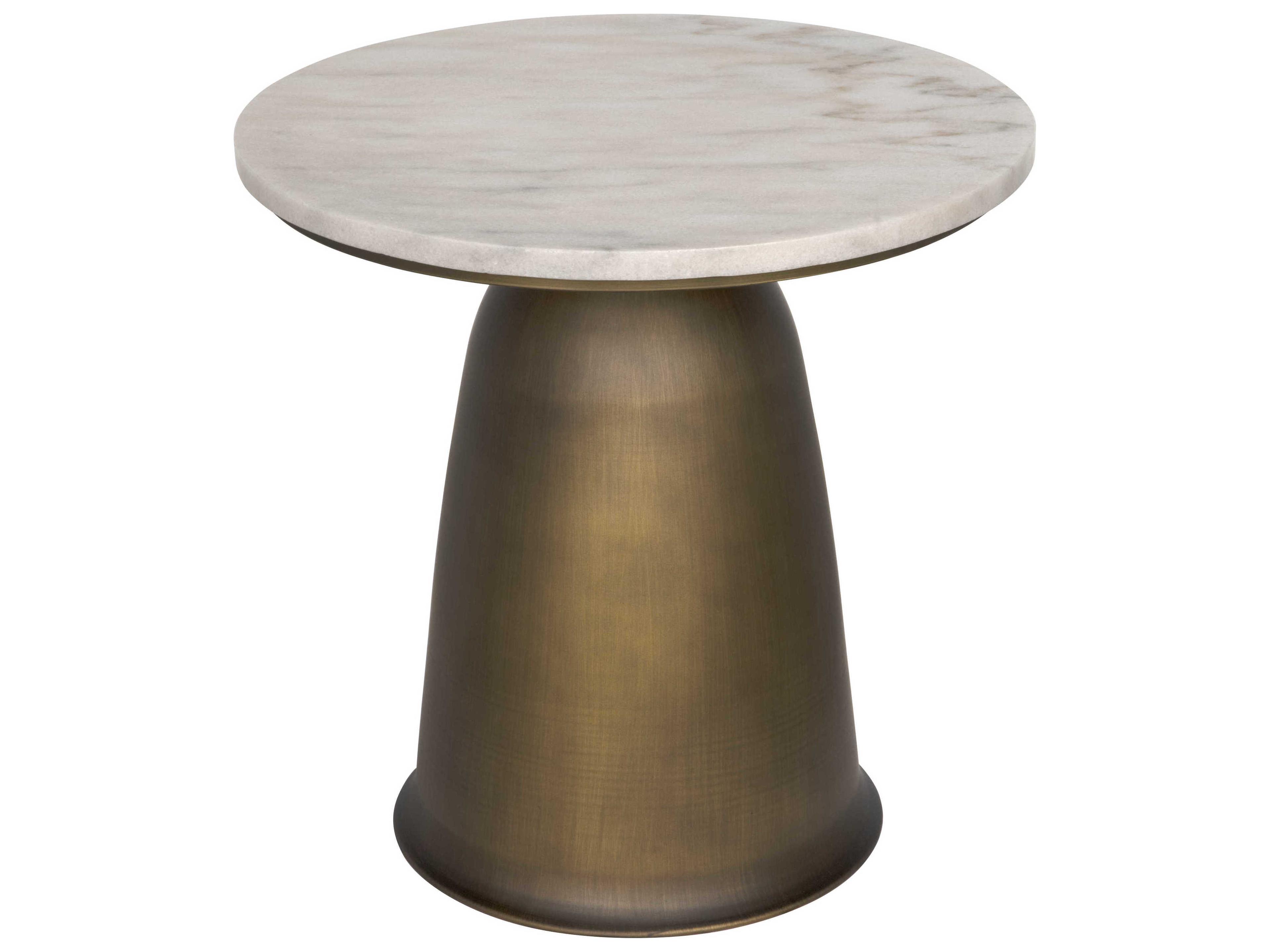 Aiden Round Marble Aged Brass End Table
