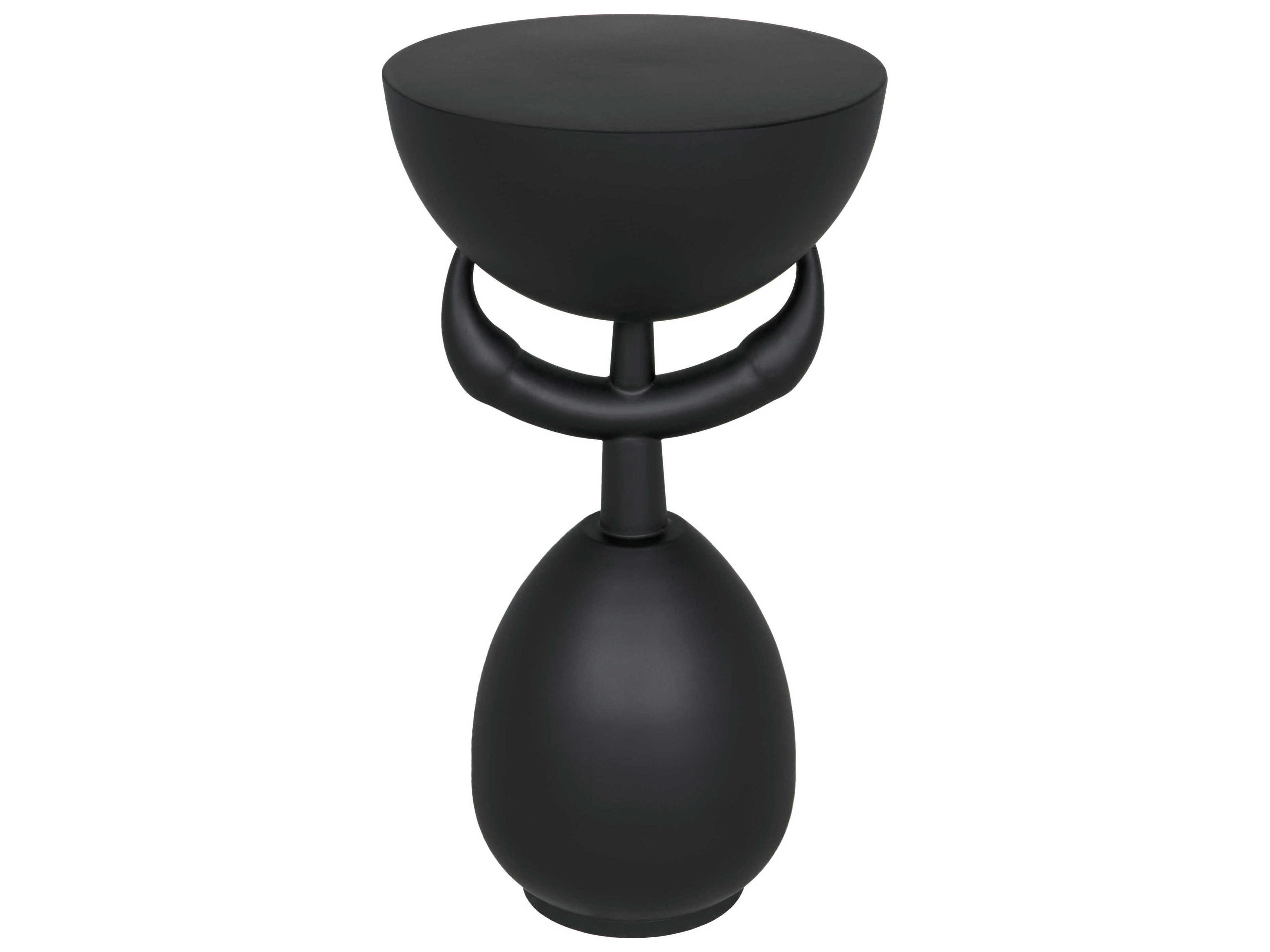 Noir Africa Round Metal Matte Black End Table