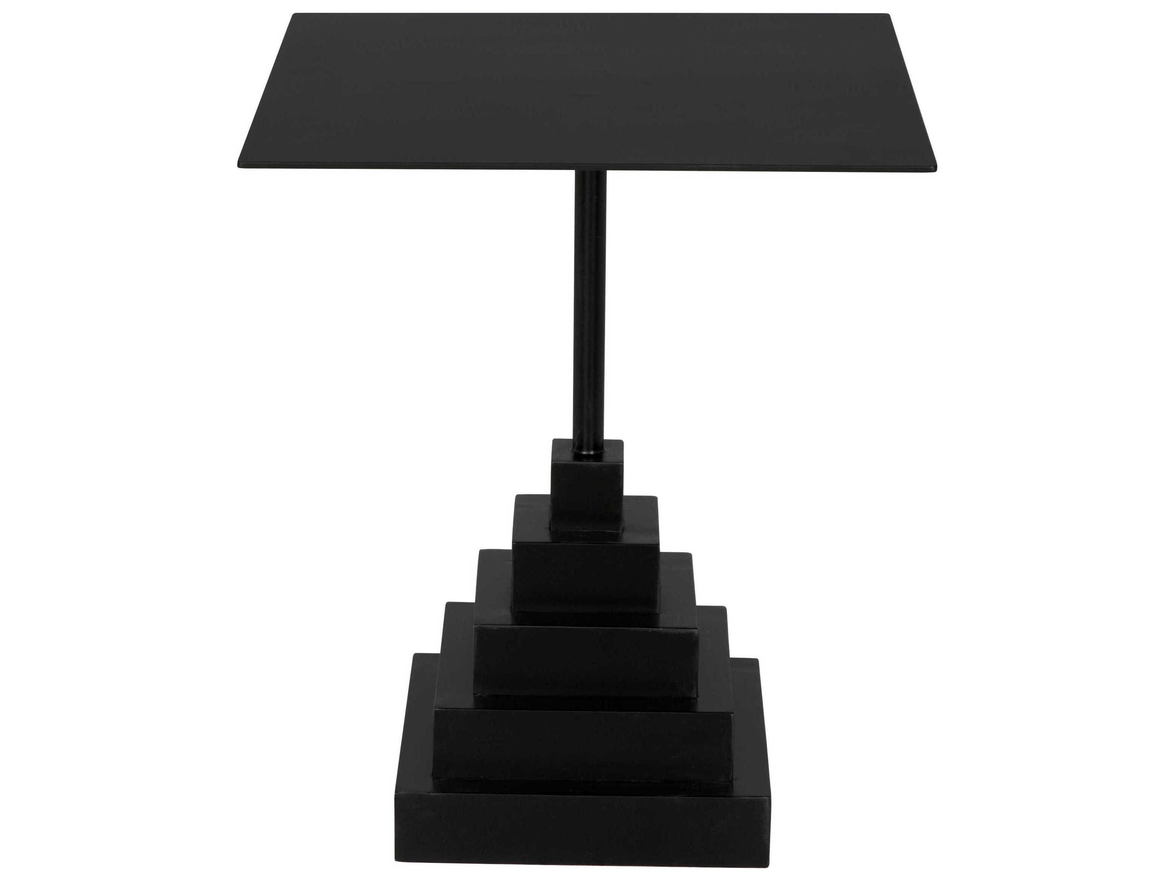 Noir Nova Square Steel Matte Black End Table