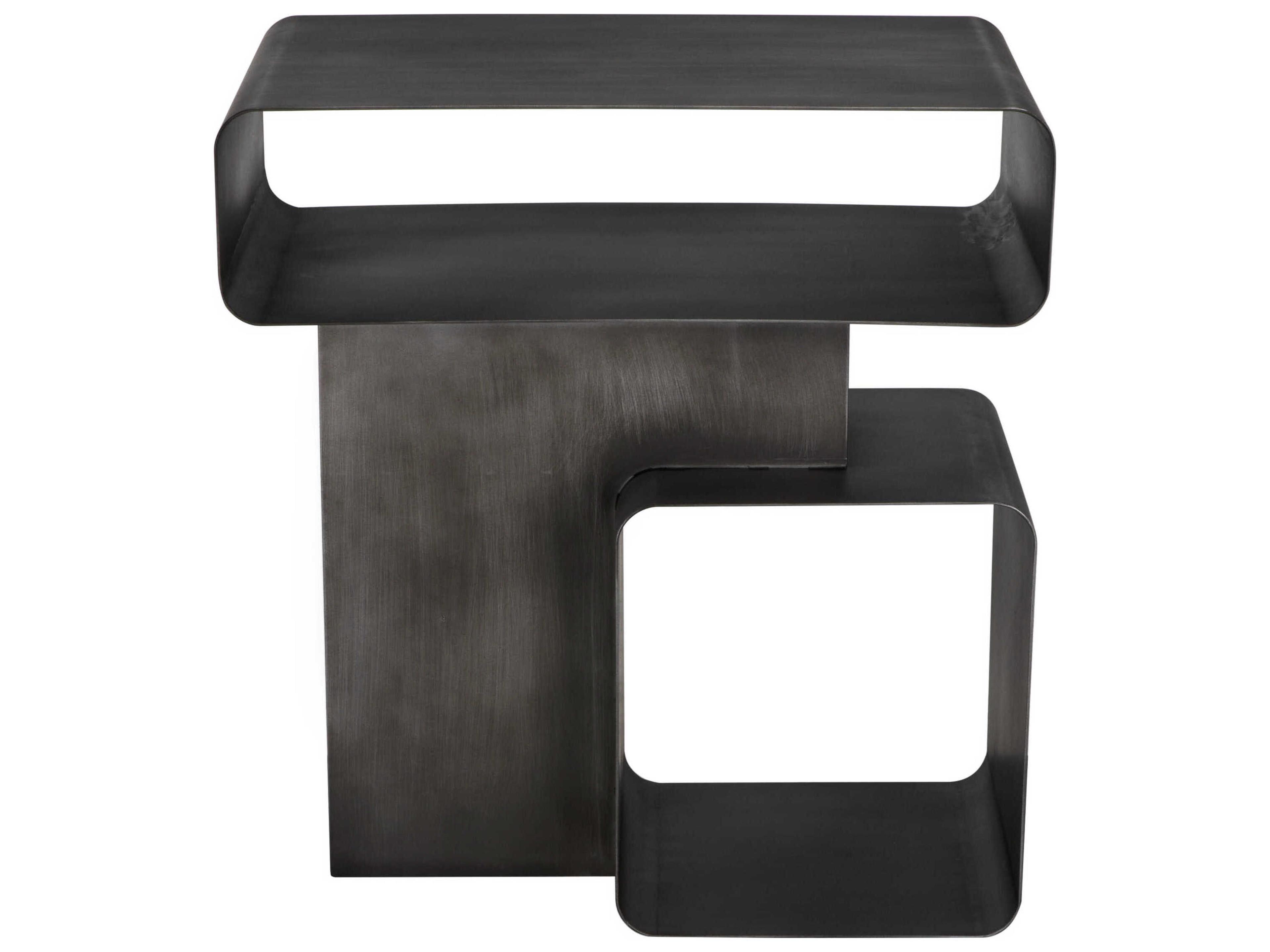 Noir Danville Rectangular Steel Gun Metal End Table