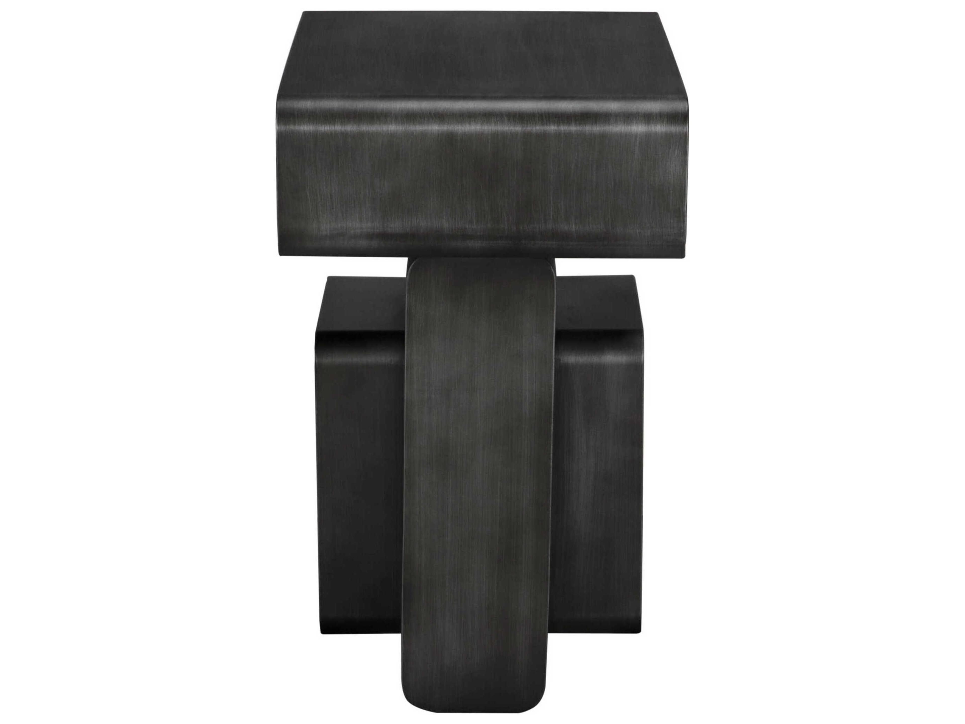 Noir Danville Rectangular Steel Gun Metal End Table