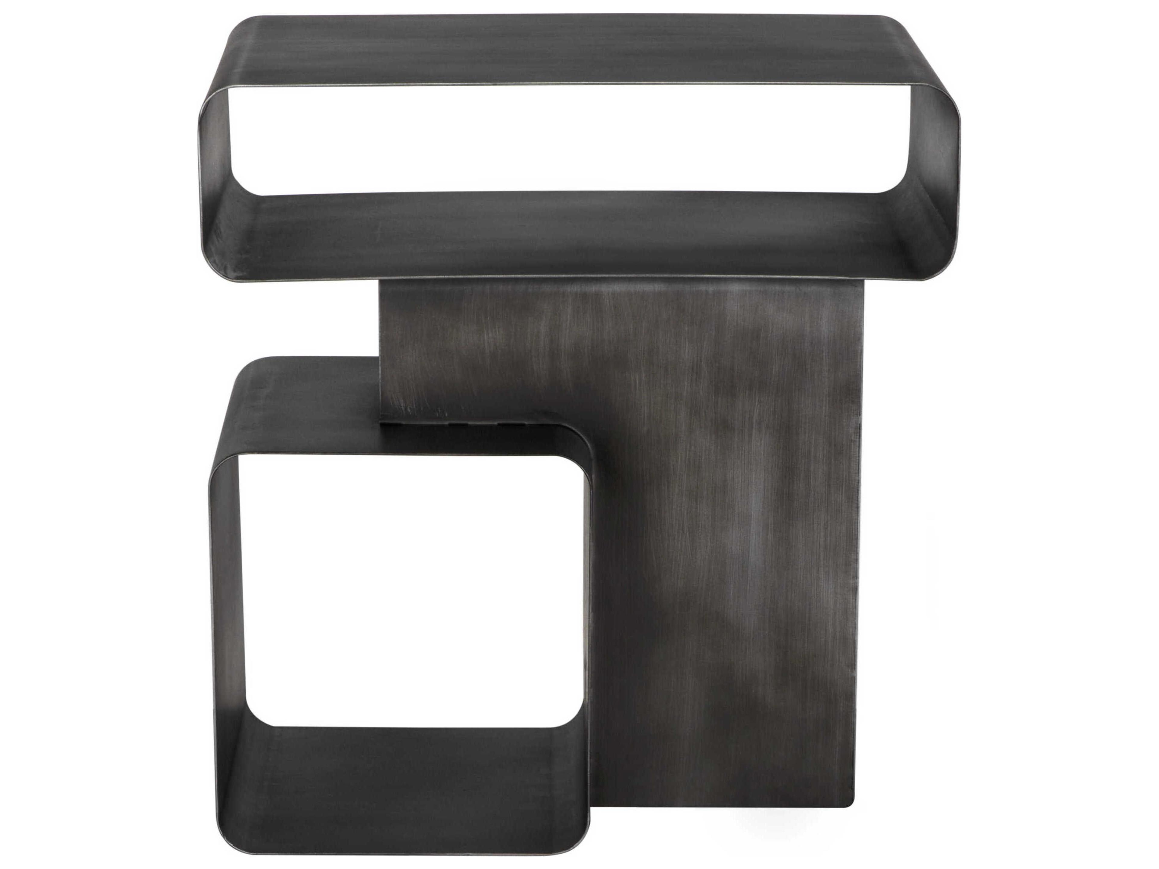 Noir Danville Rectangular Steel Gun Metal End Table