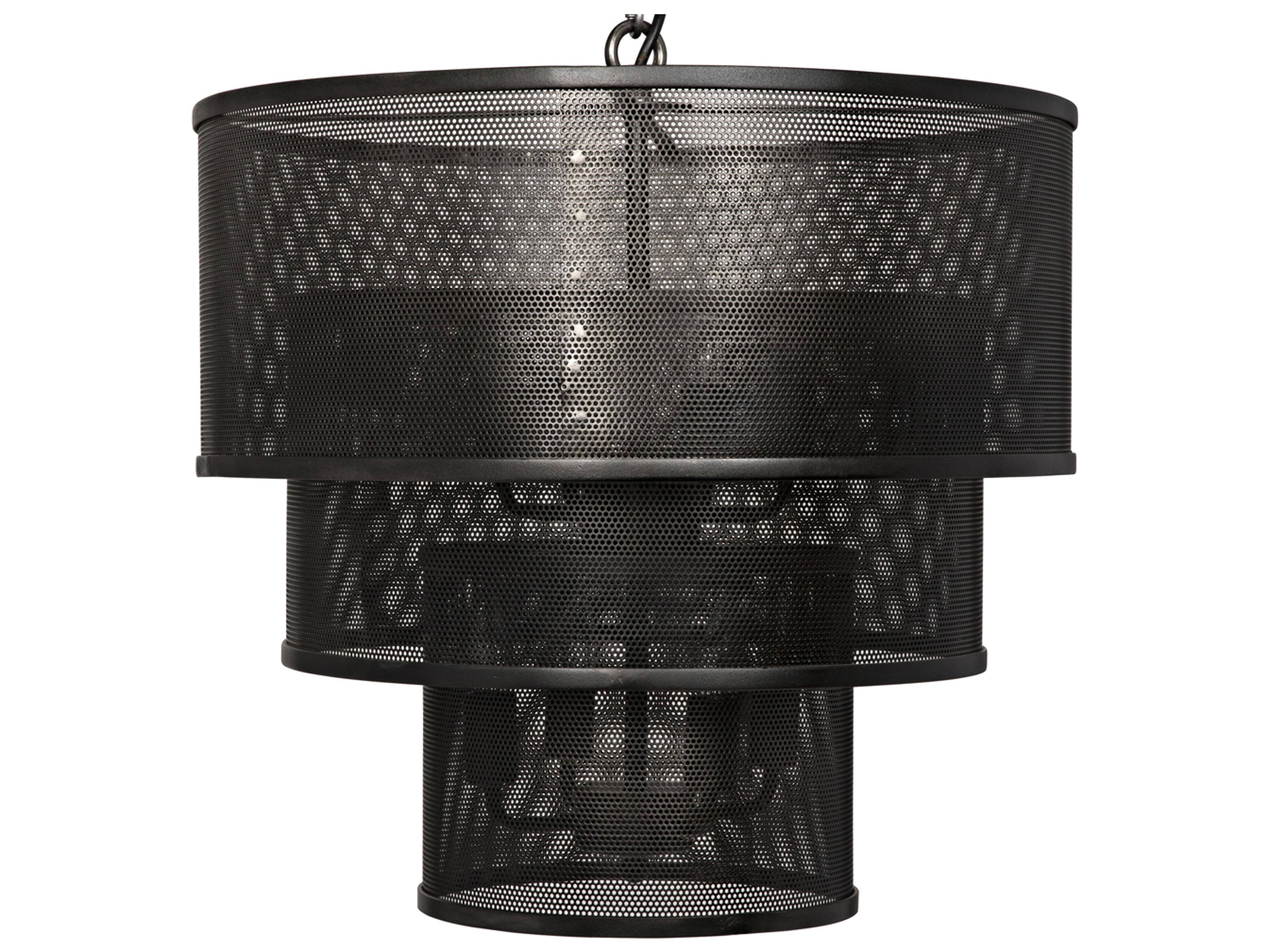 Arena 8-light Matte Black Tiered Pendant