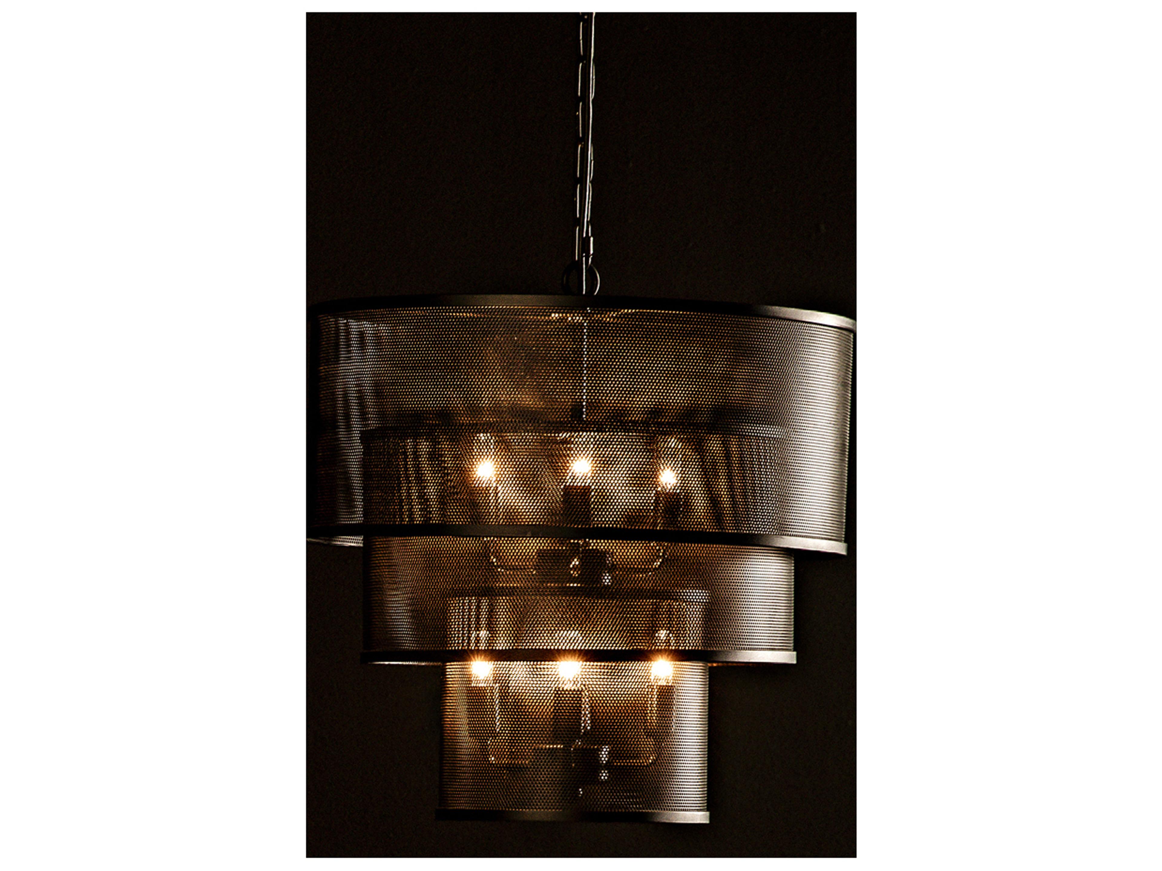 Noir Arena 8-light Matte Black Tiered Pendant