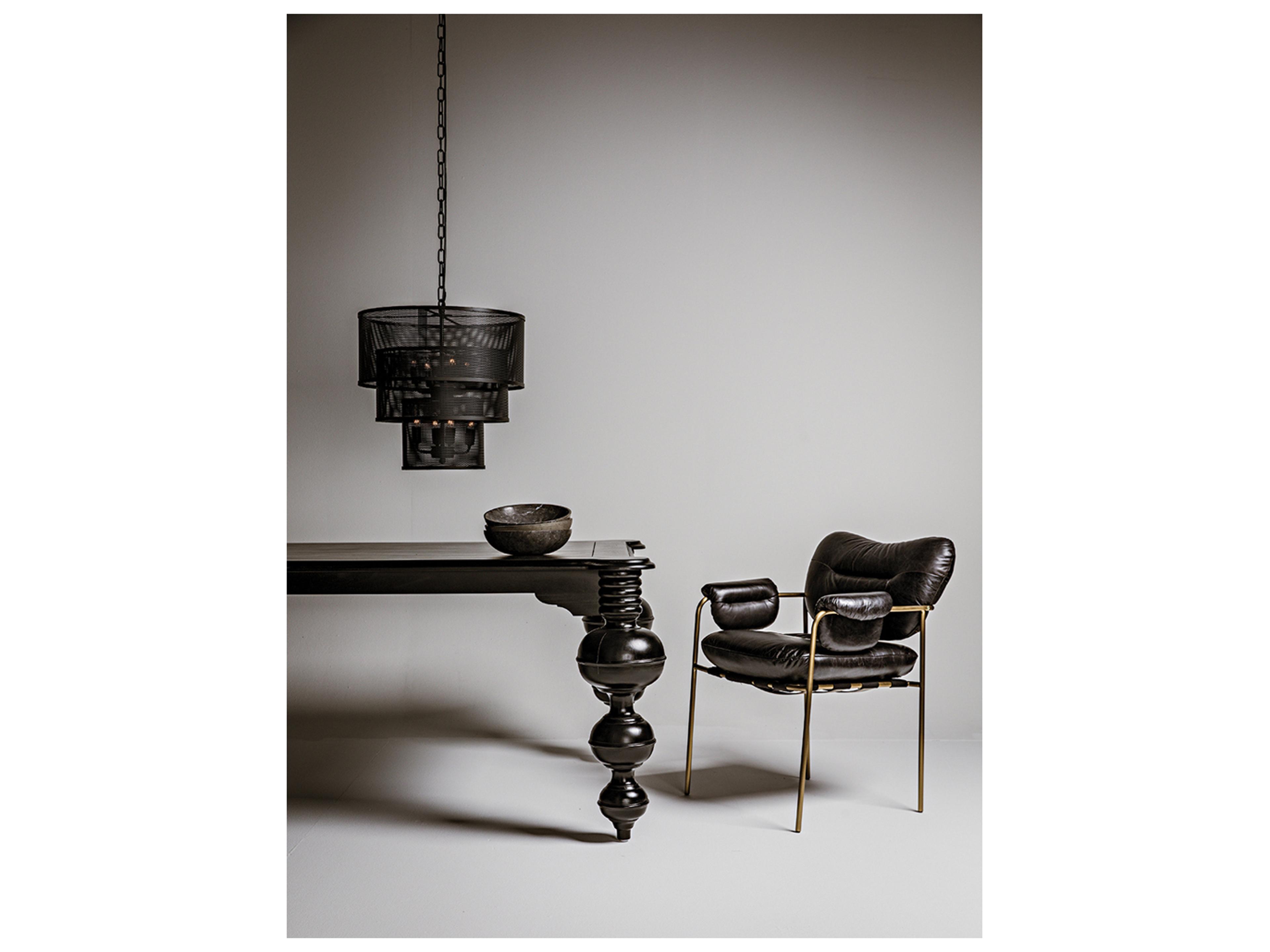 Noir Arena 8-light Matte Black Tiered Pendant