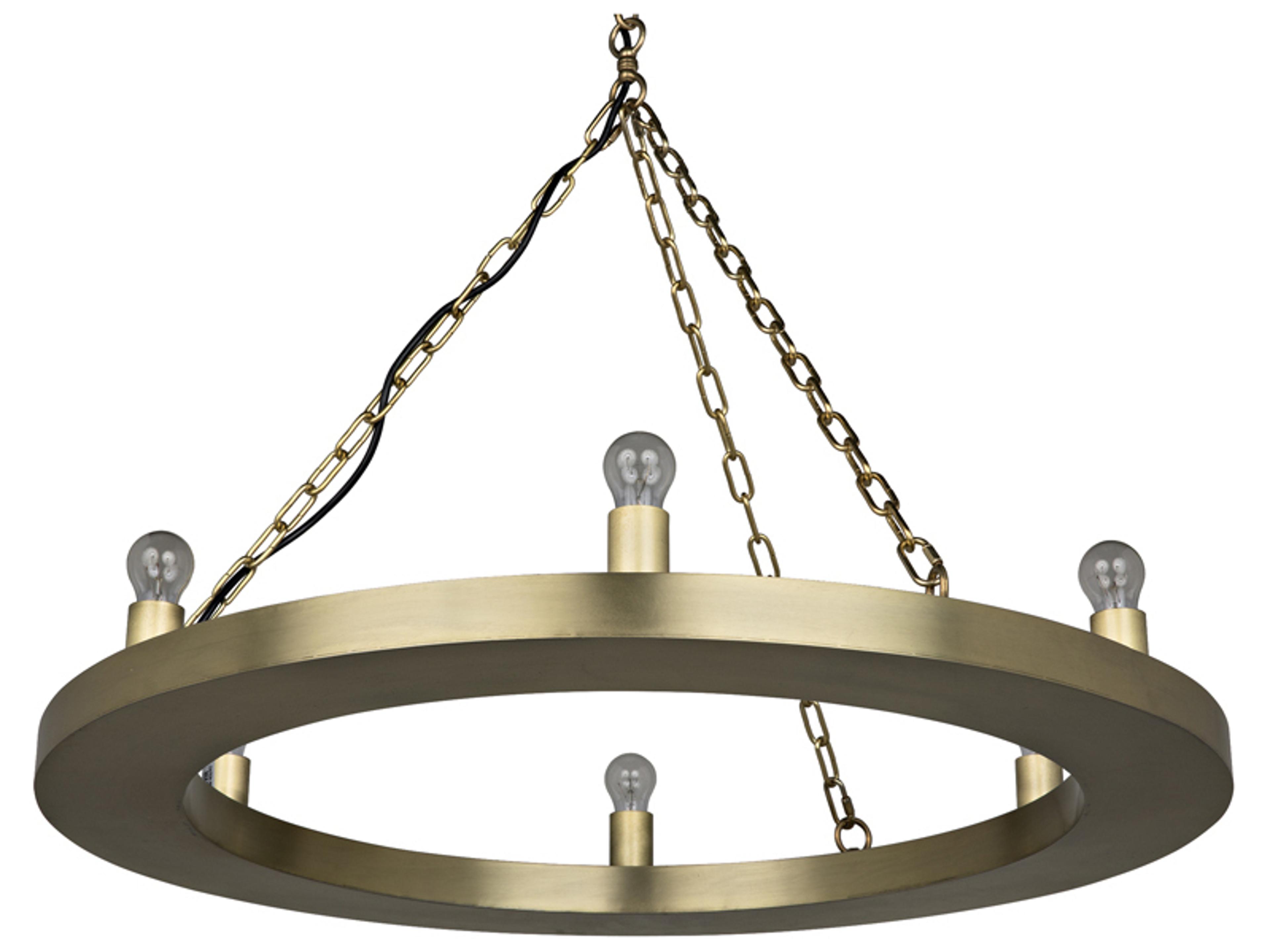 Noir Ciro 6-Light Antique Brass Round Chandelier