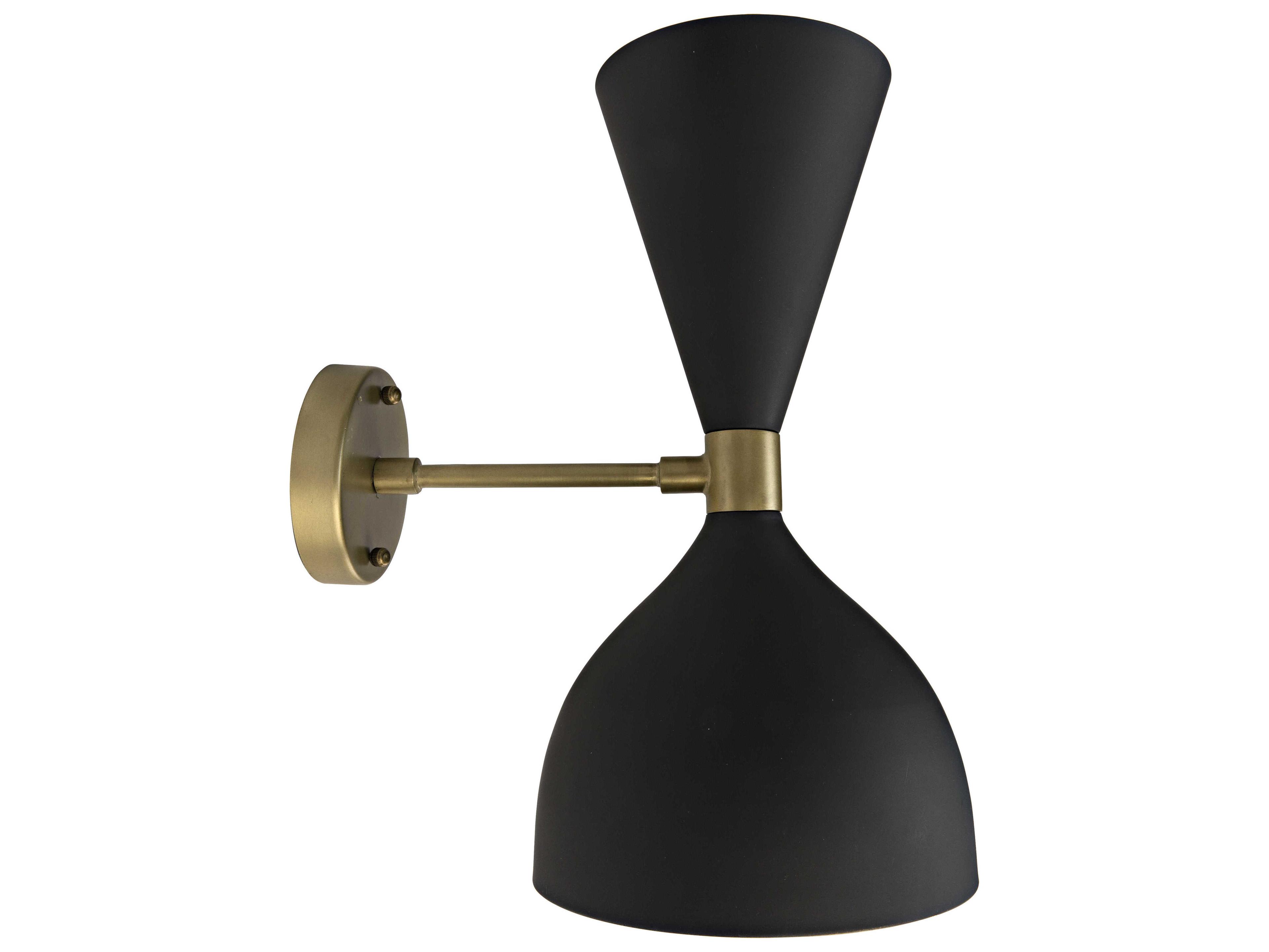Noir 2-Light Black Brass Wall Sconce