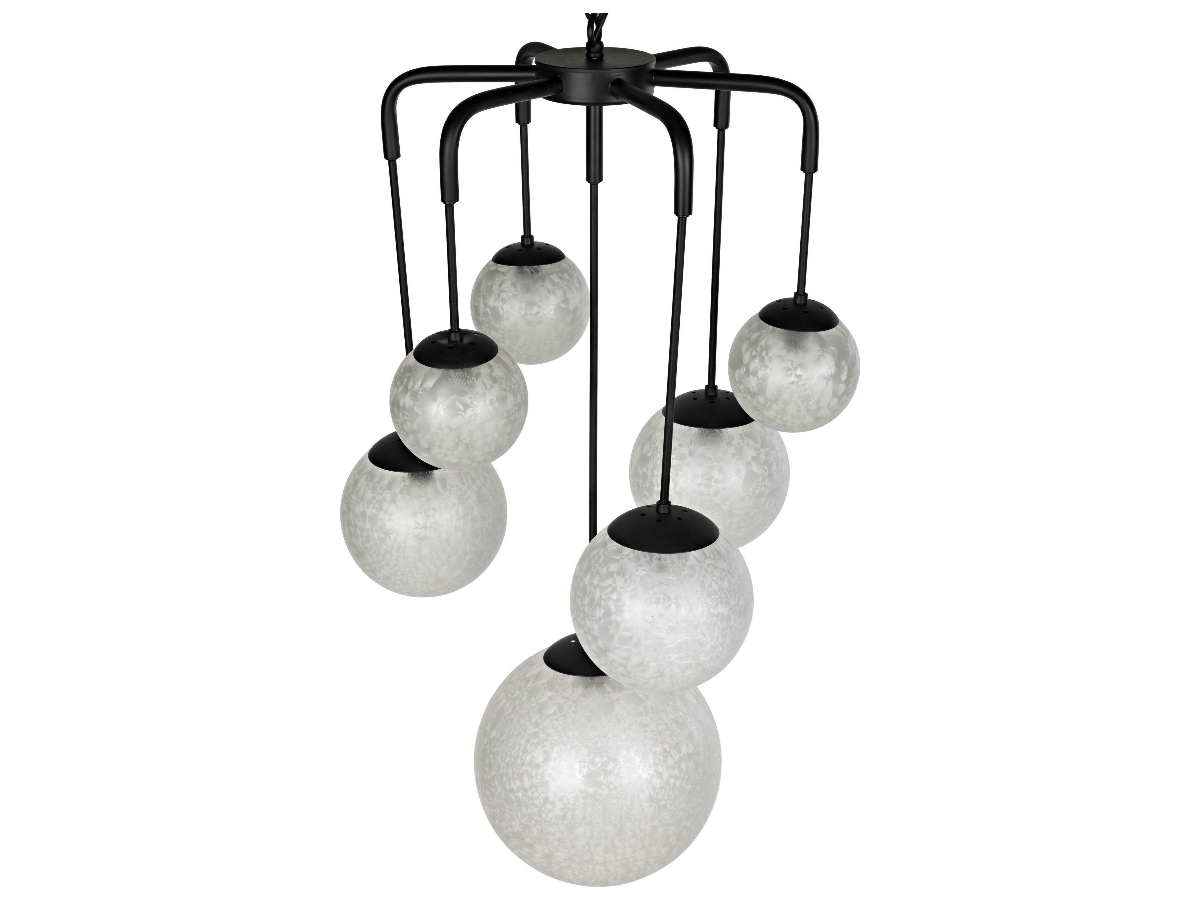 Noir 7-Light Matte Black Globe Chandelier
