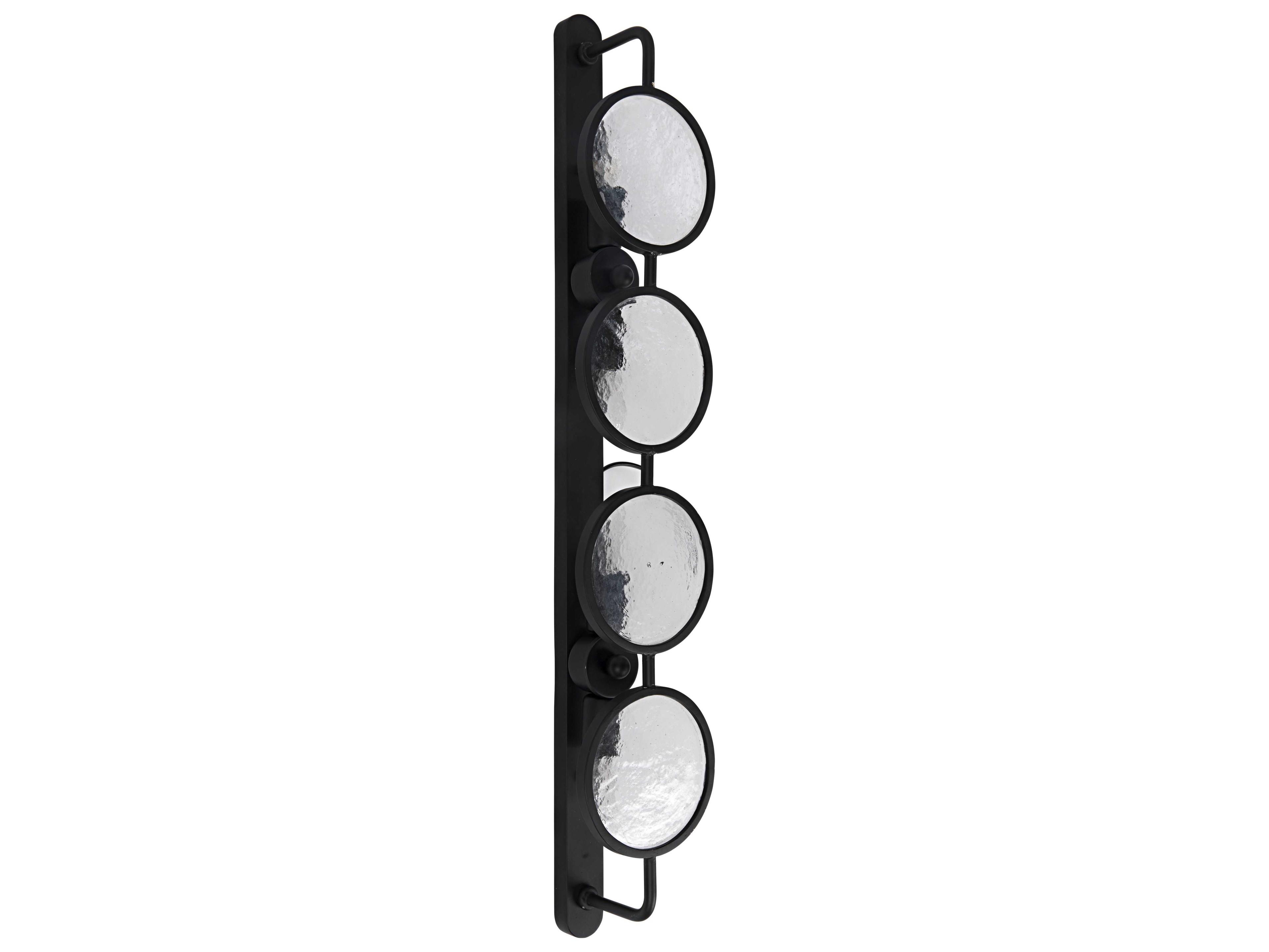 Noir 4-Light Black Metal Glass Wall Sconce
