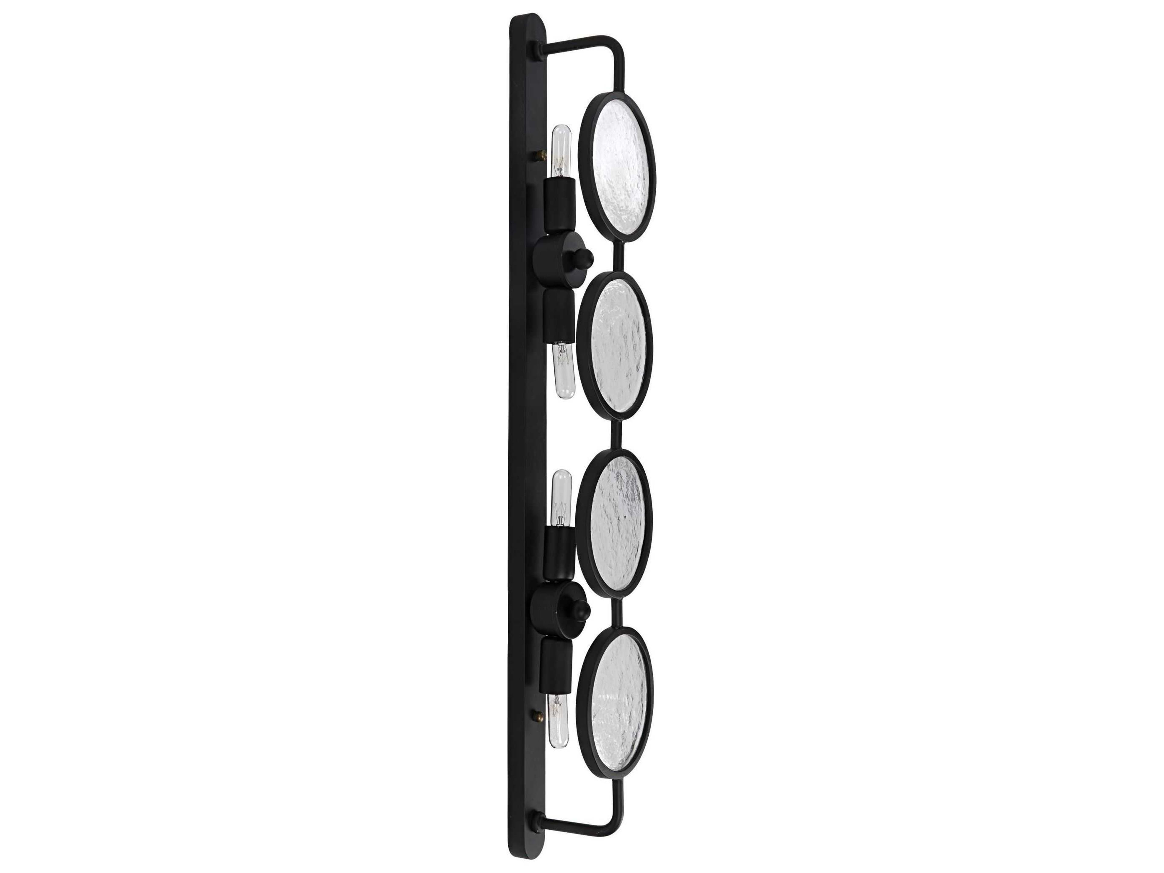 Noir 4-Light Black Metal Glass Wall Sconce