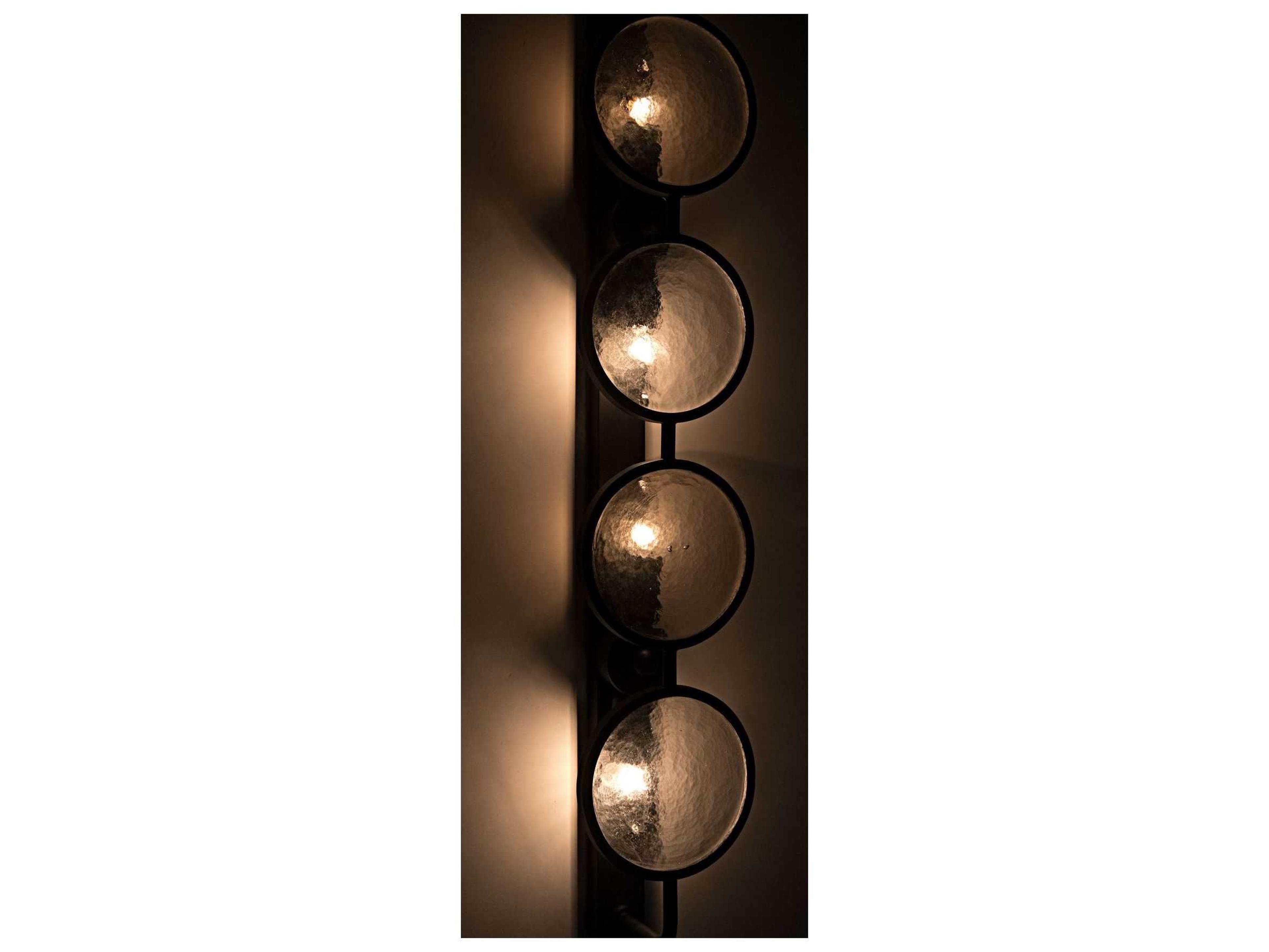 Noir 4-Light Black Metal Glass Wall Sconce