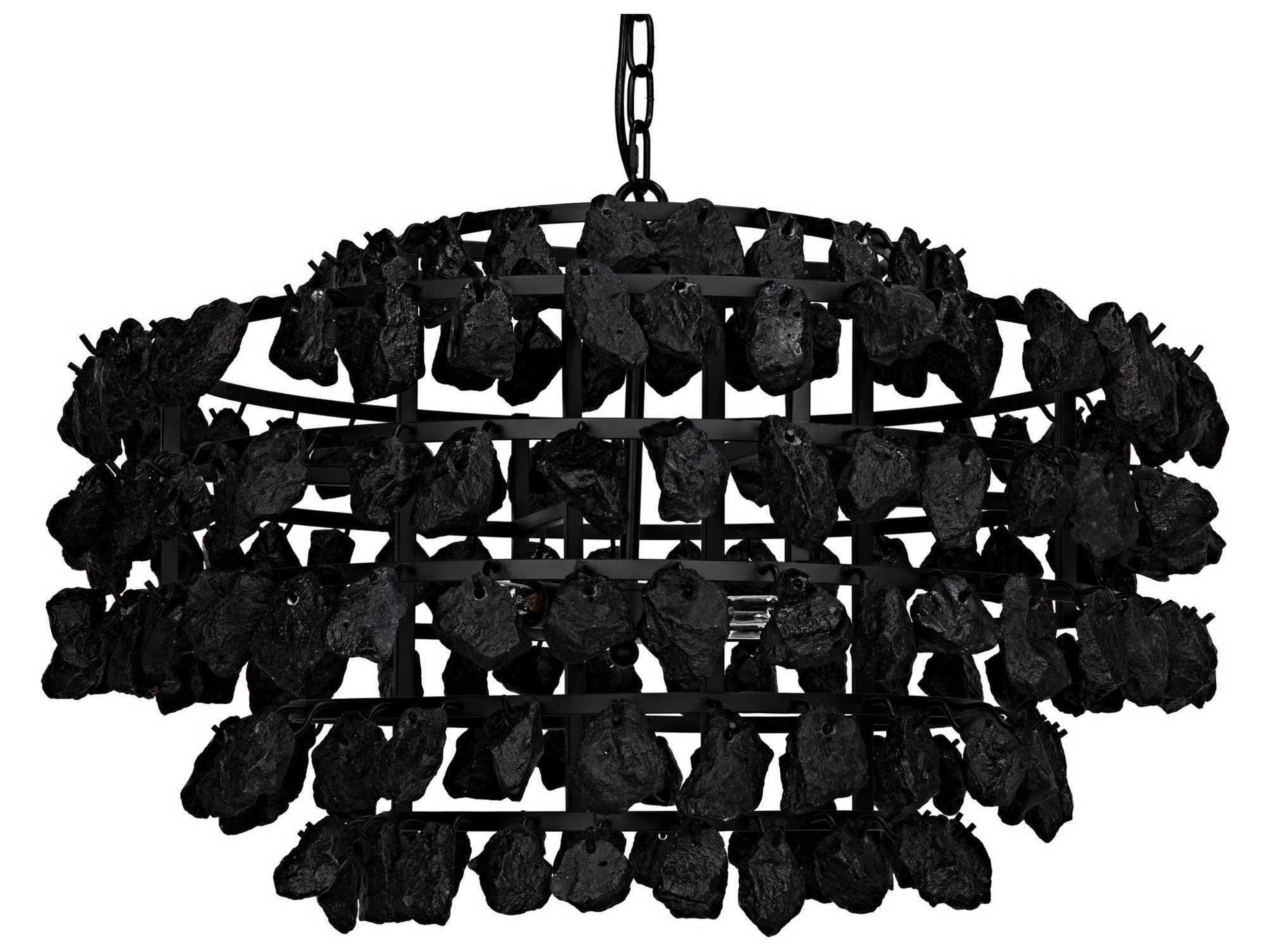 Noir 1-Light Matte Black Round Tiered Chandelier