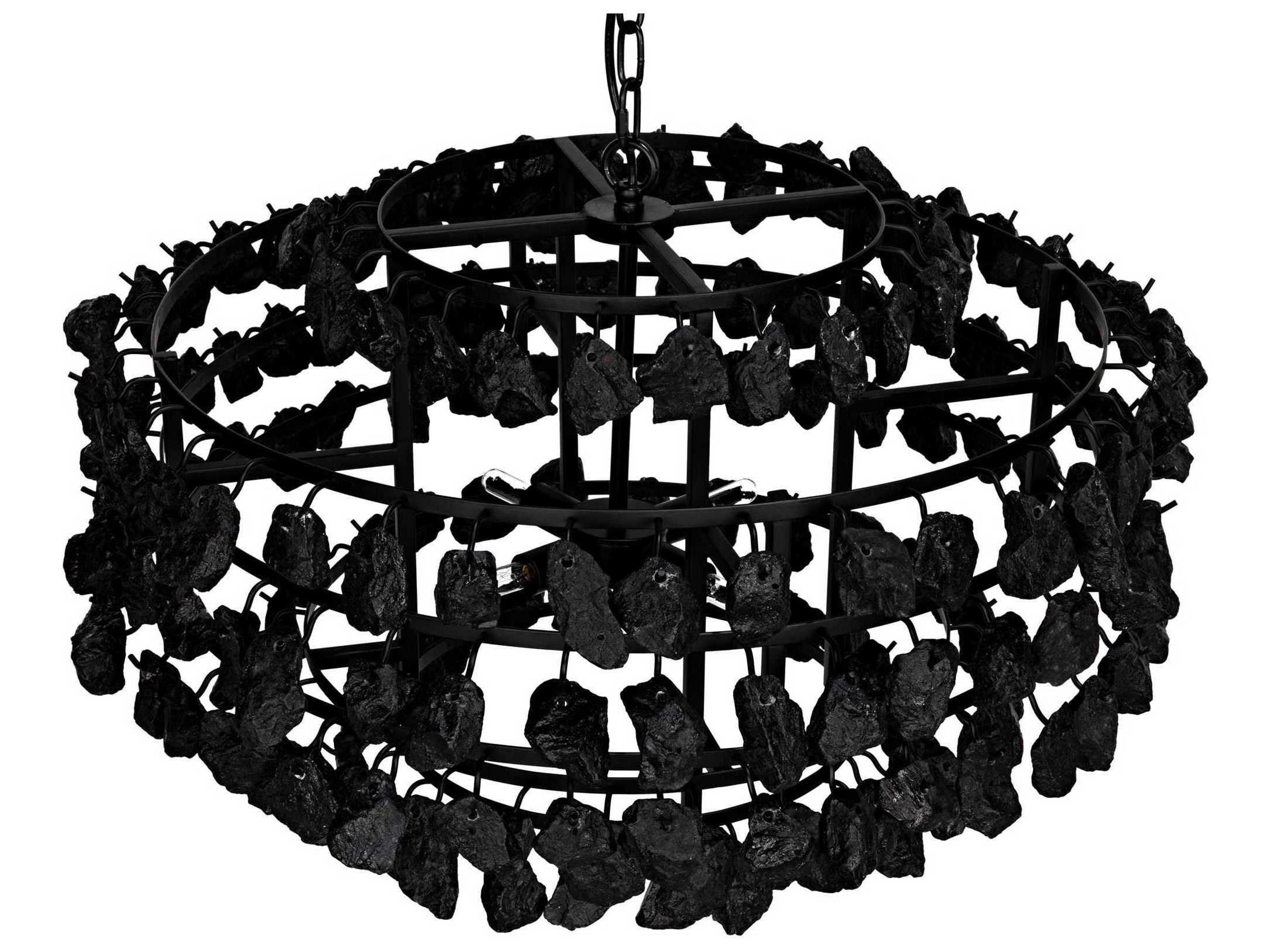 Noir 1-Light Matte Black Round Tiered Chandelier