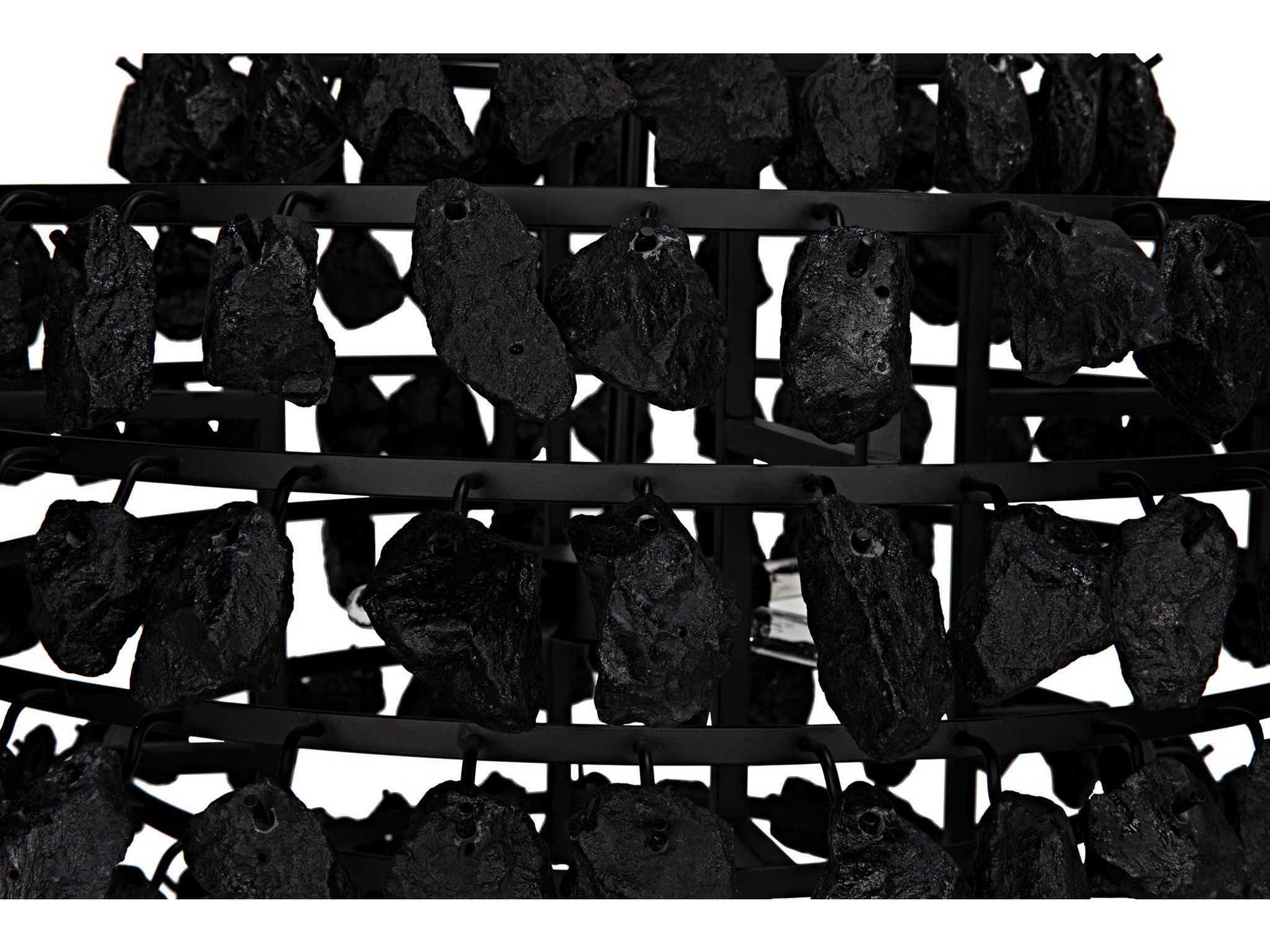 Noir 1-Light Matte Black Round Tiered Chandelier