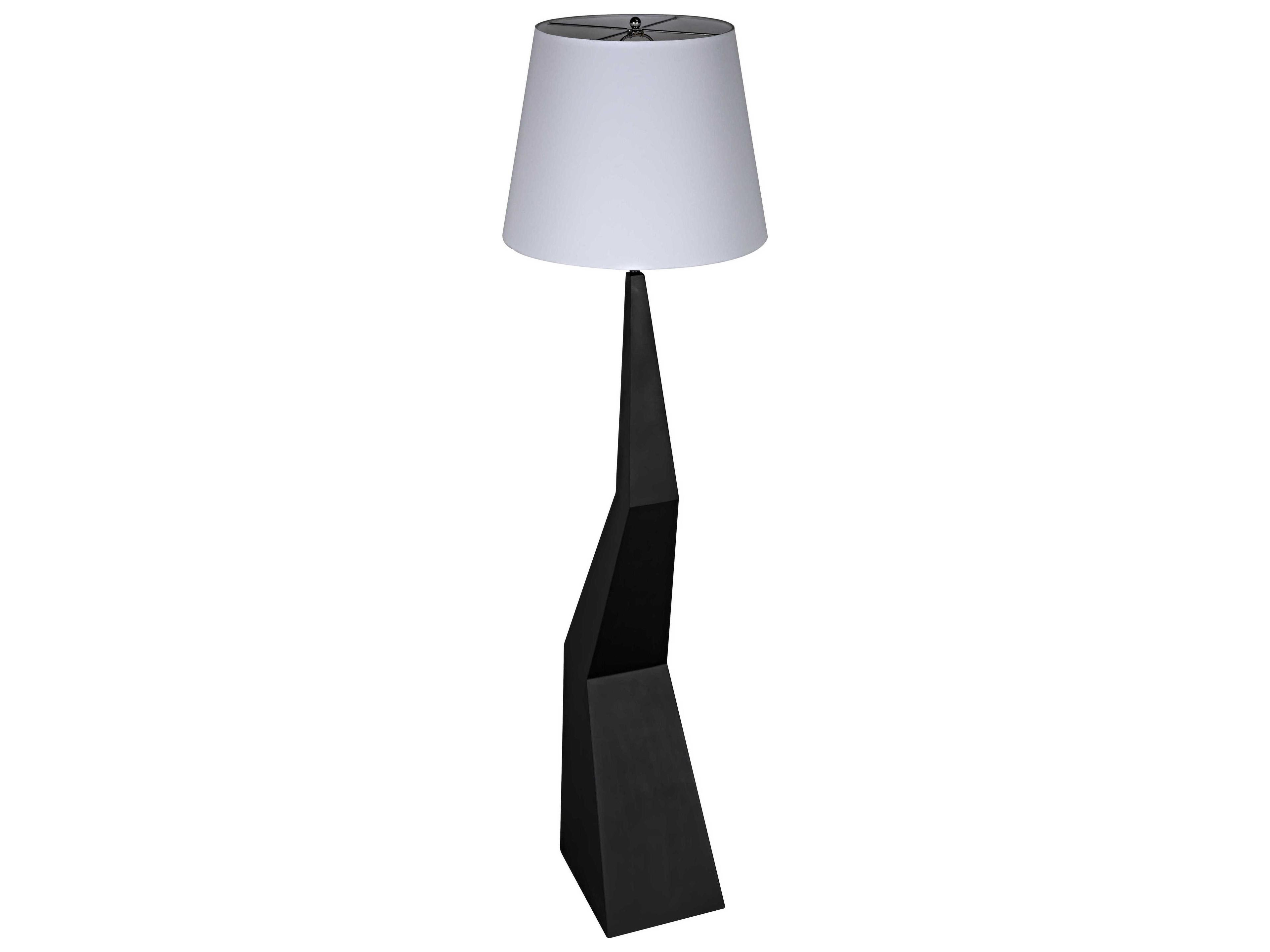 Noir Black Metal White Floor Lamp