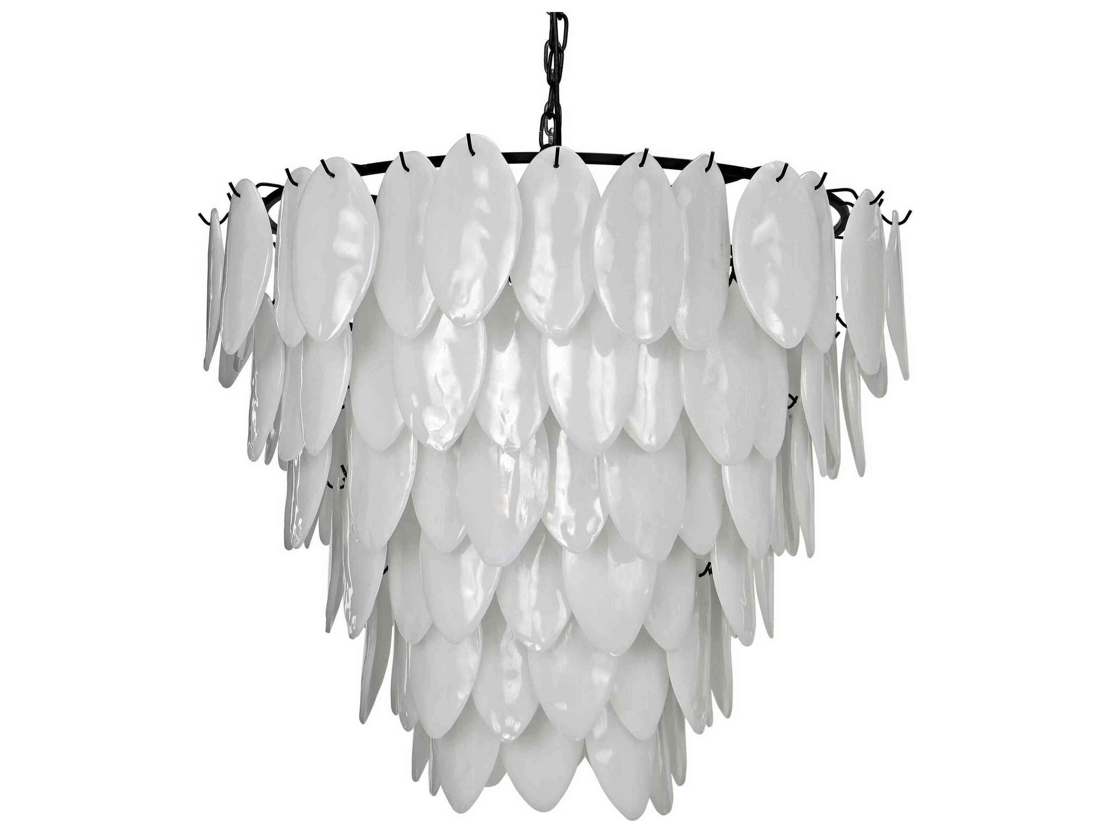 8-Light Matte Black Glass Pendant