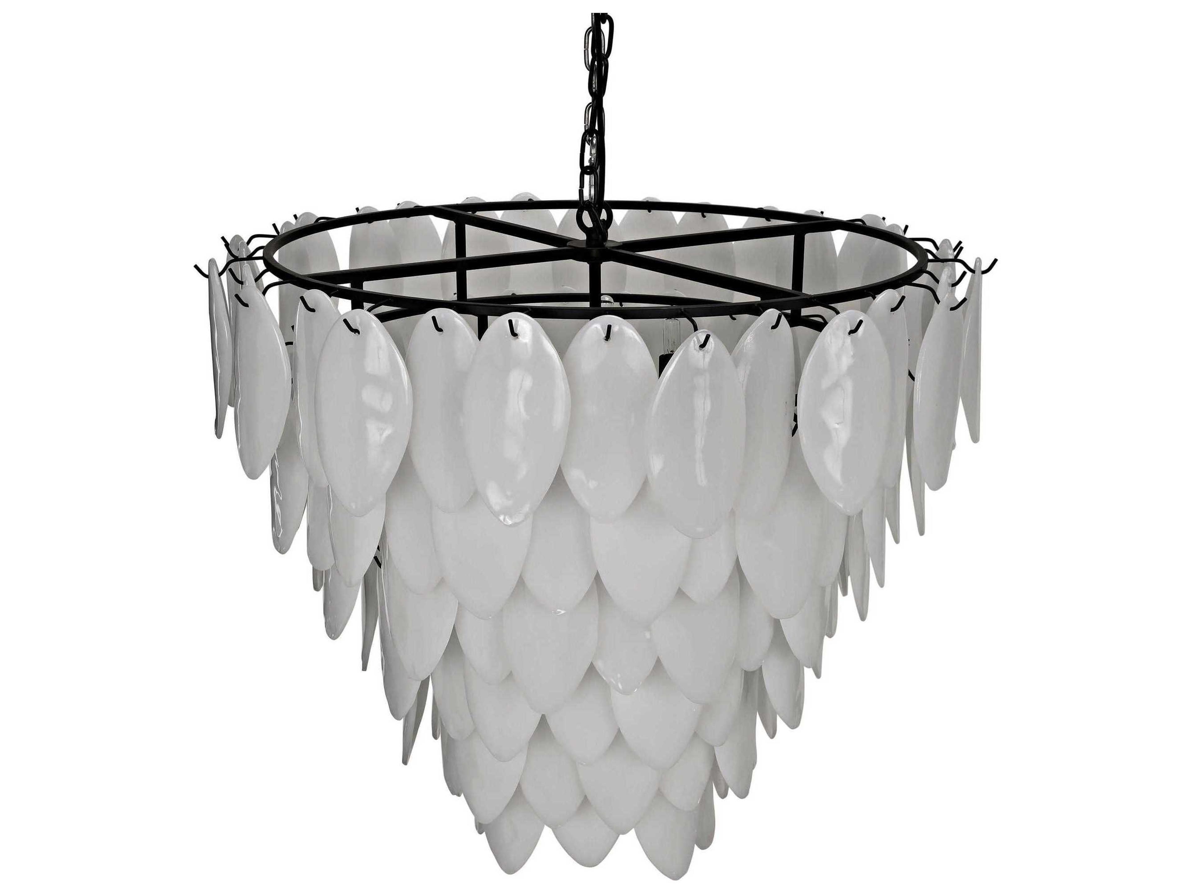 Noir 8-Light Matte Black Glass Pendant