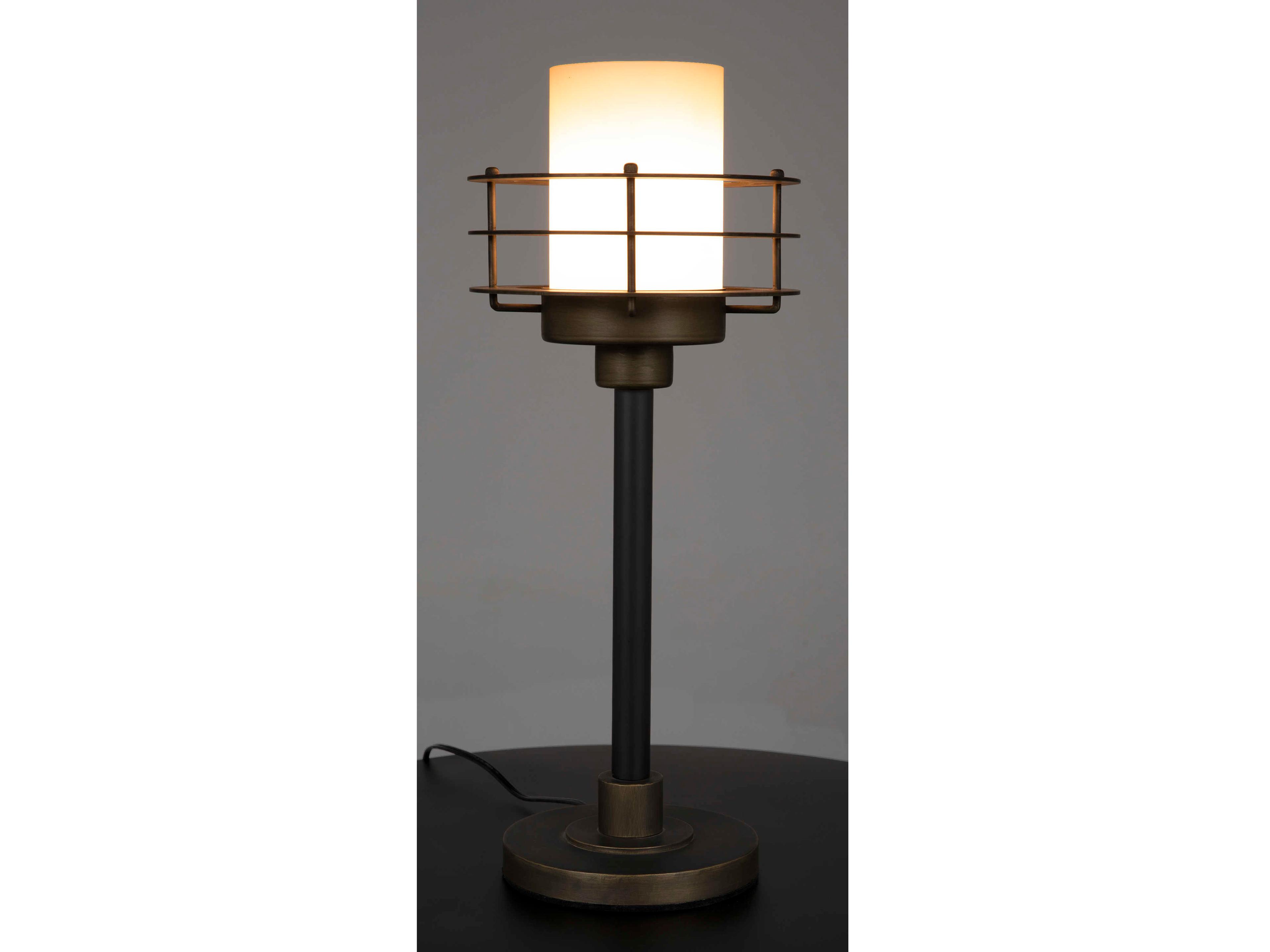 Noir Lighthouse Matte Black With Antique Brass Accents Buffet Lamp