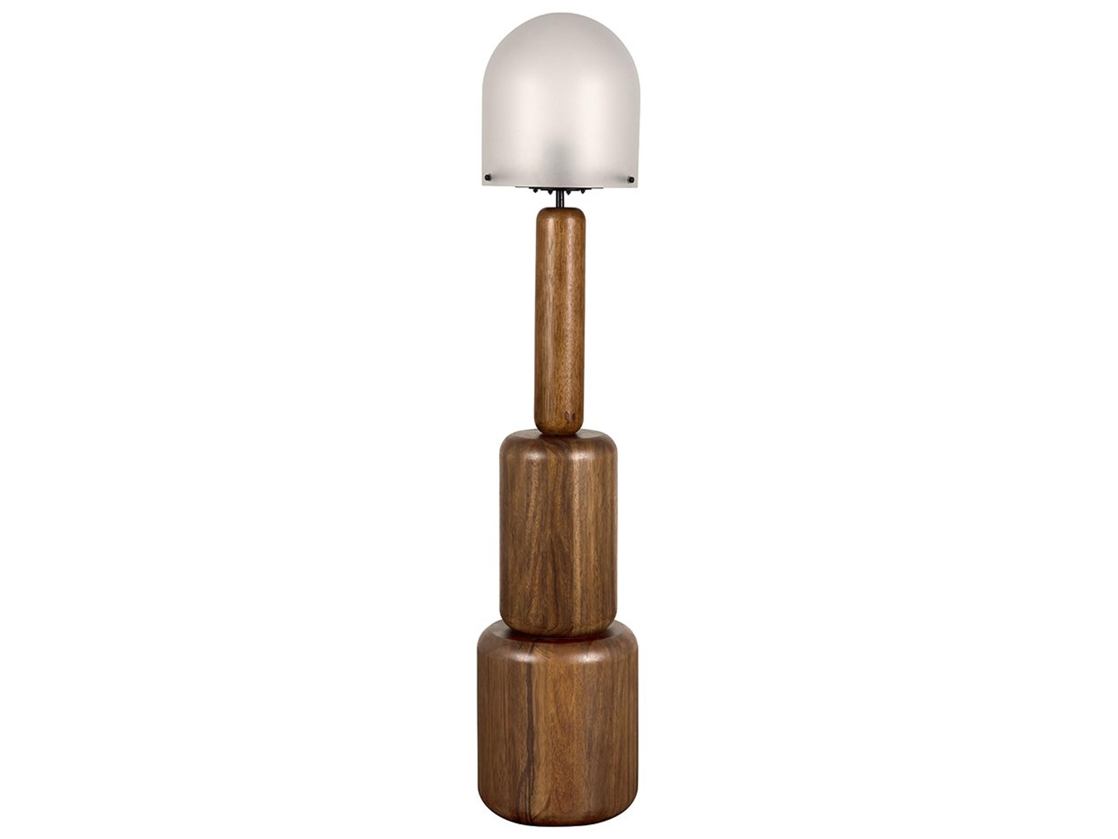 Mondo Dark Walnut And Frosted Glass Wood Floor Lamp
