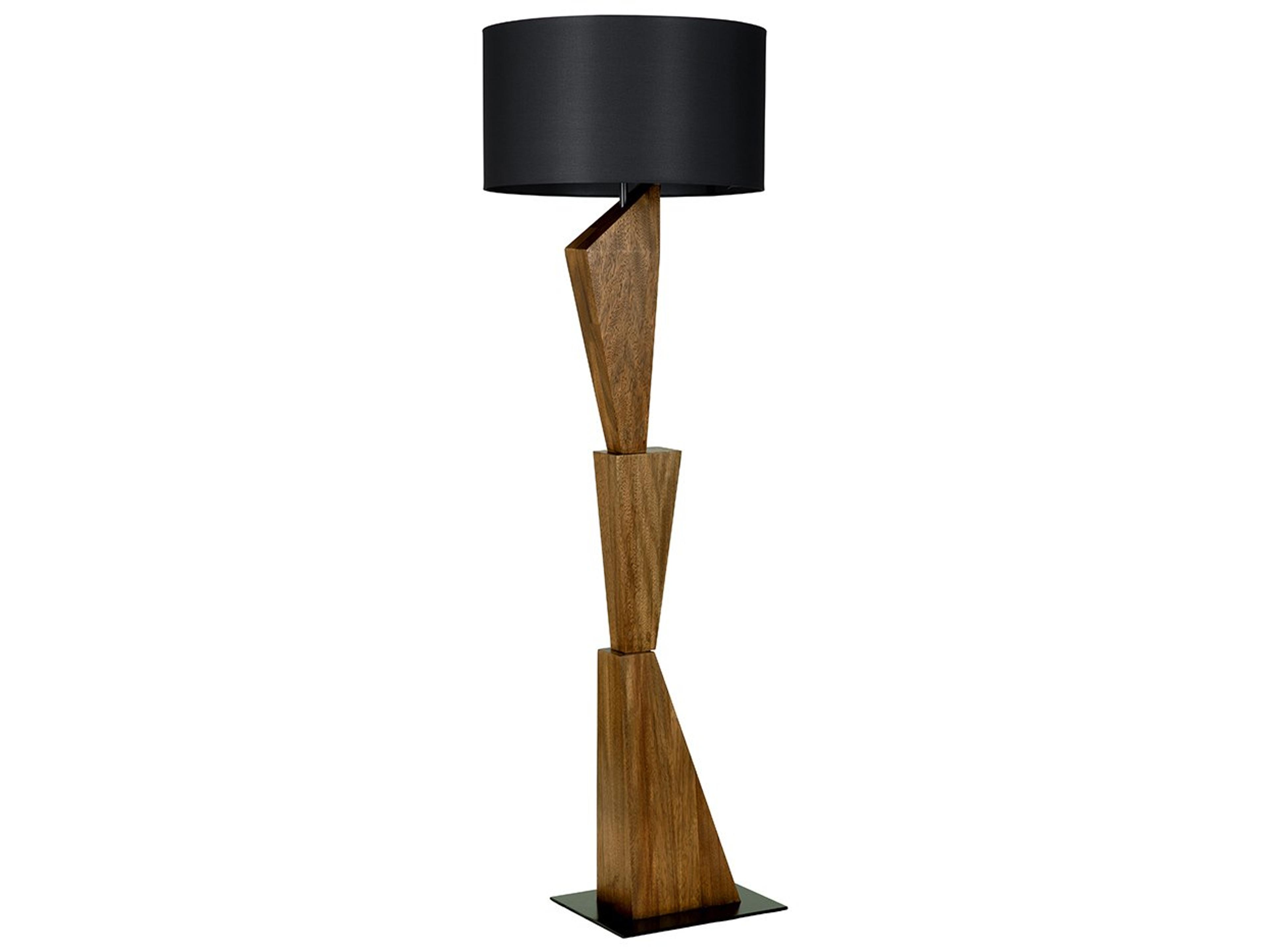 Enigma li Dark Walnut And Black Shade Wood Floor Lamp