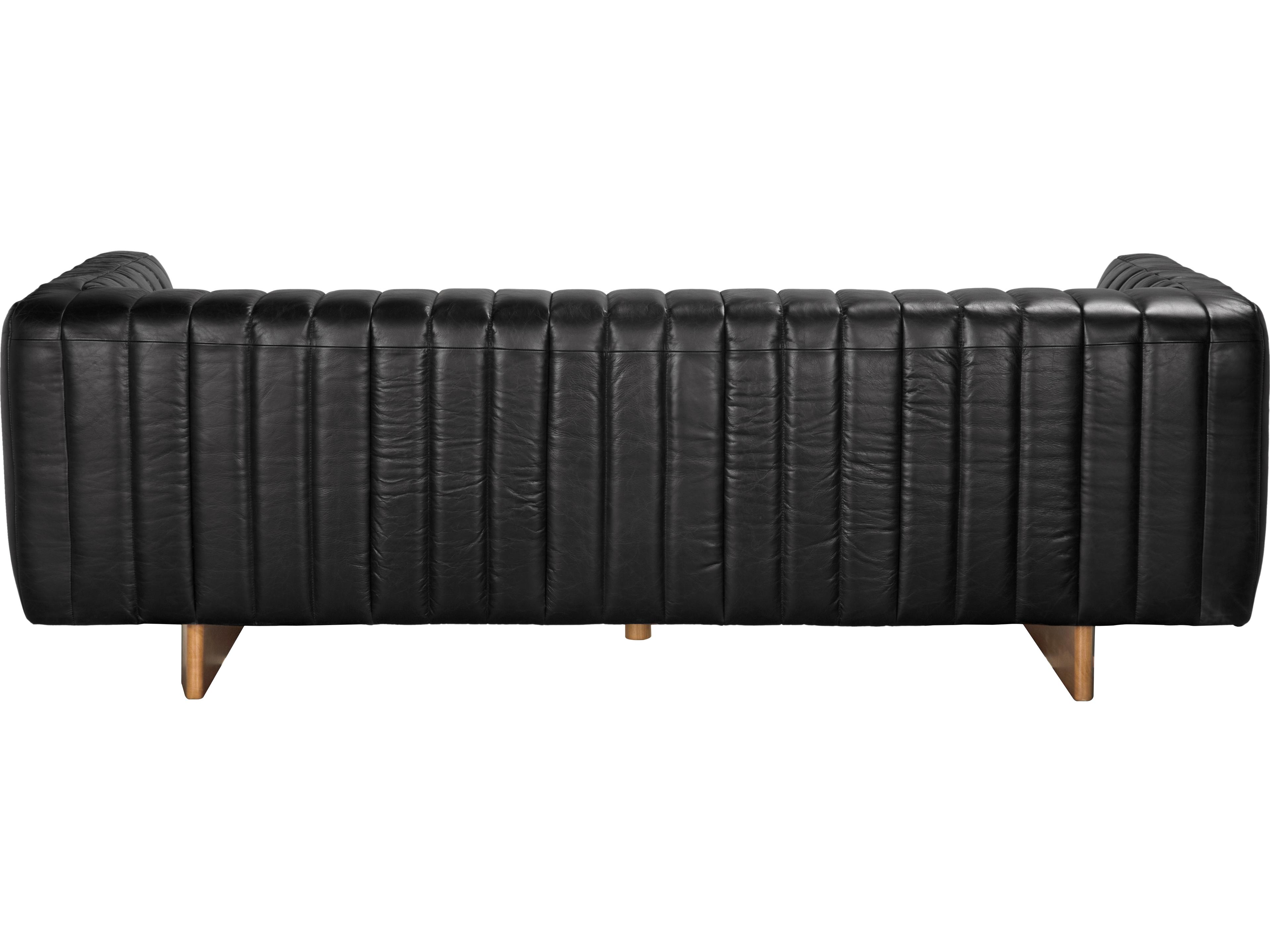 Noir Khann Ebony Black Leather Sofa