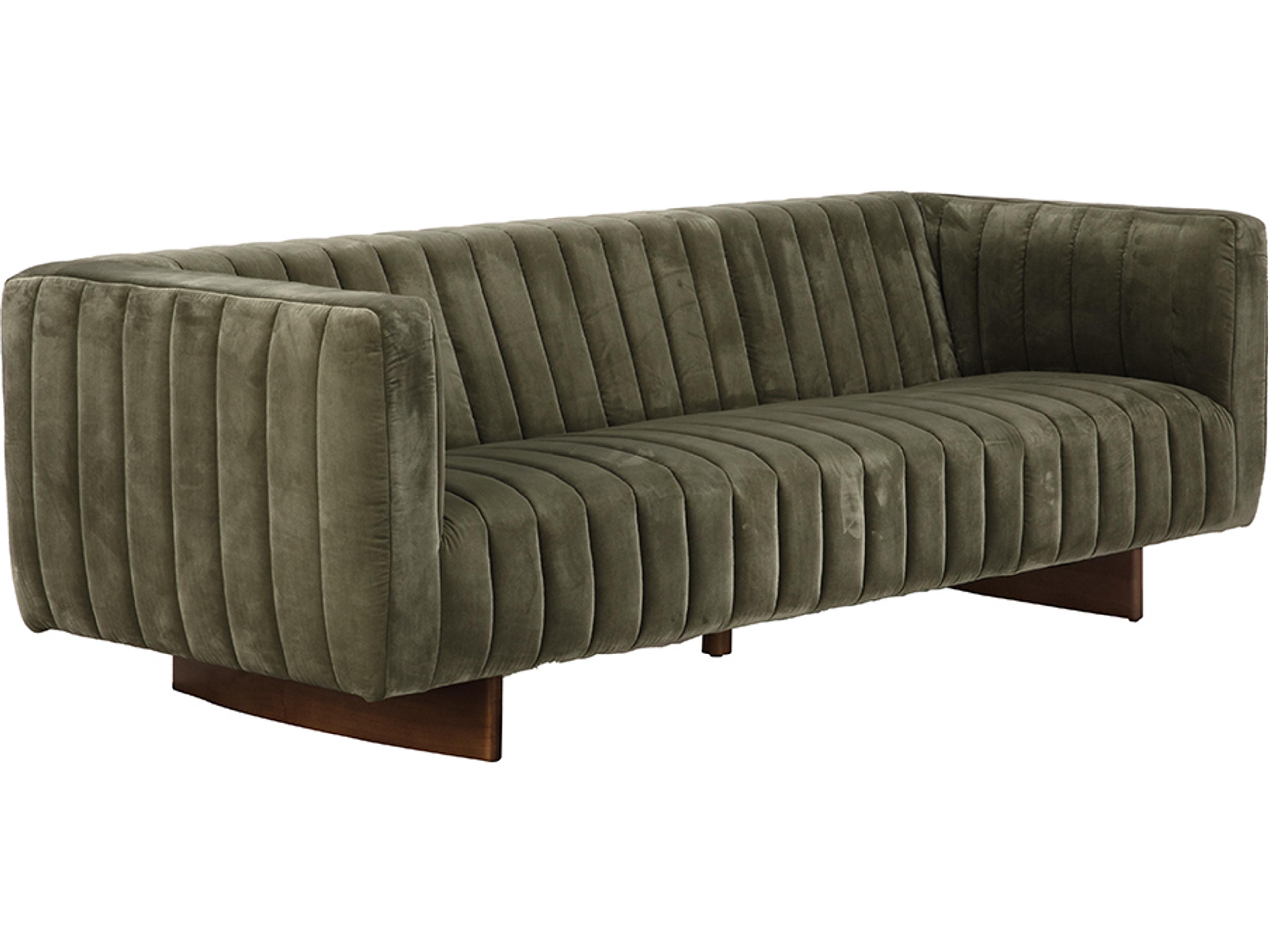Khann Olive Green Velvet Upholstered Sofa
