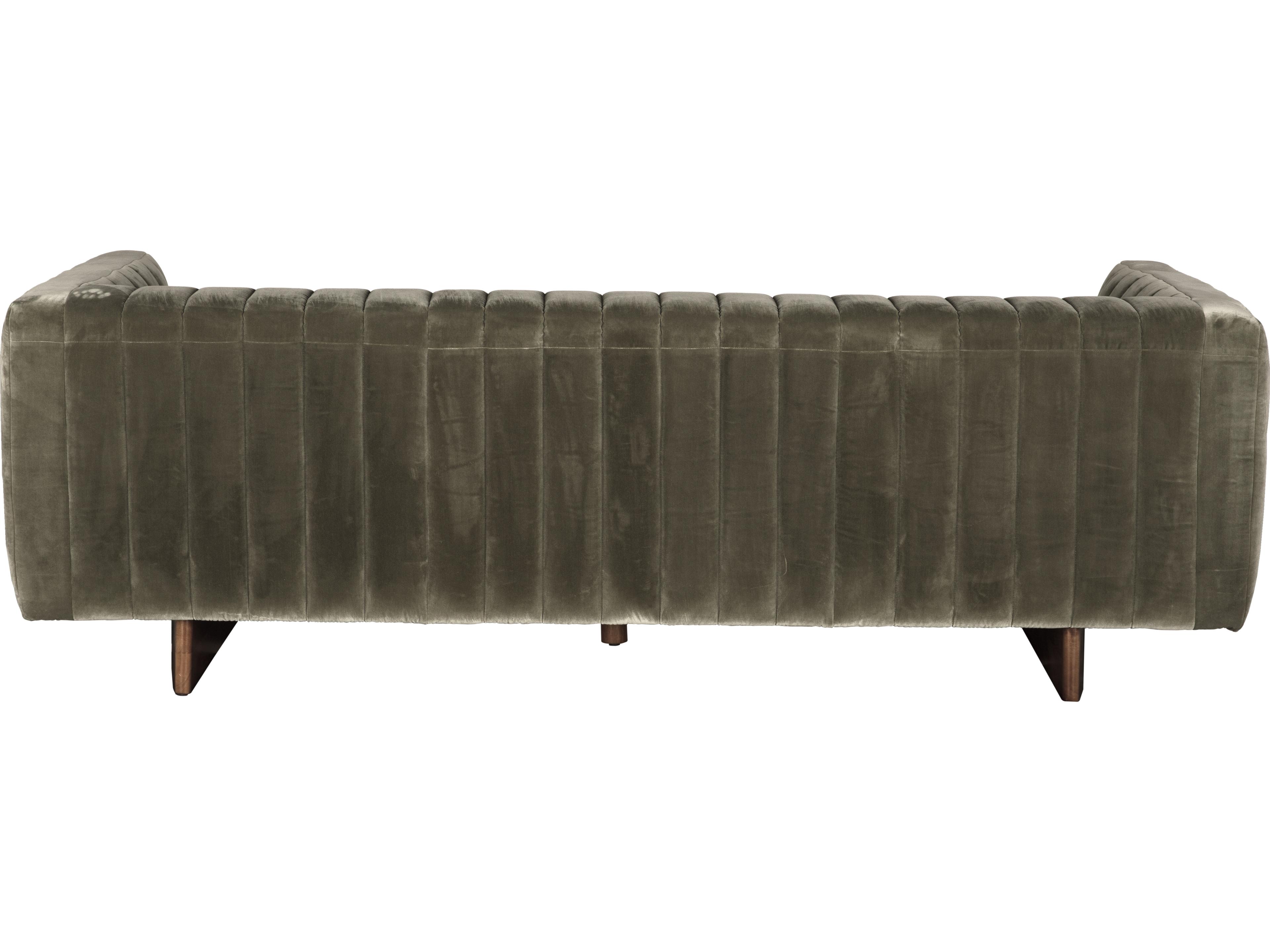 Noir Khann Olive Green Velvet Upholstered Sofa