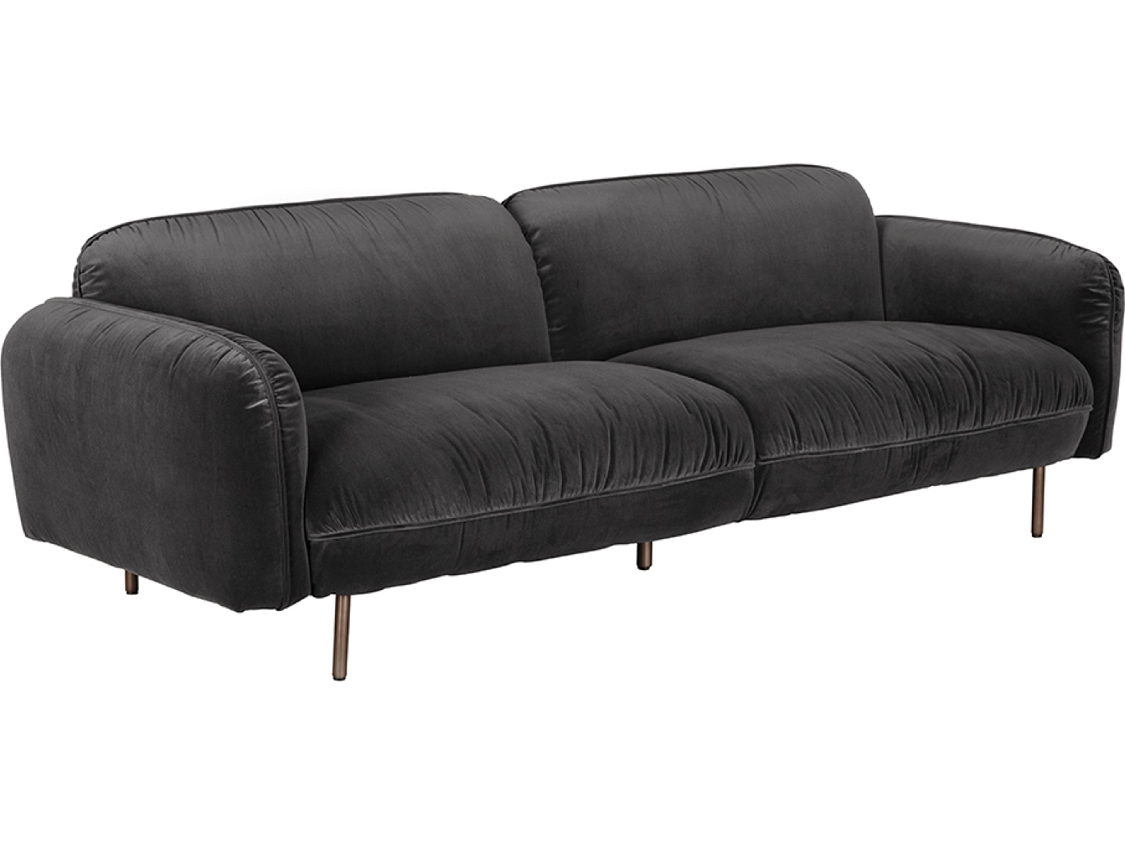 Franklin Antique Brass Gray Velvet Upholstered Sofa